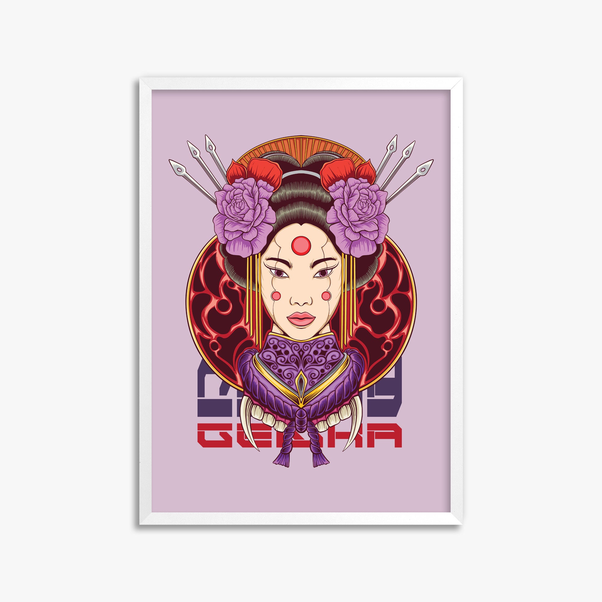 Crimson Blossom Empress, 50x70cm Framed Poster With White Frame