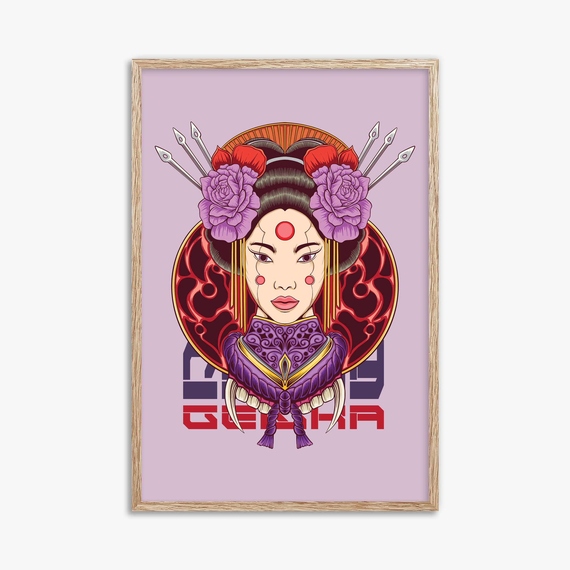 Crimson Blossom Empress, 61x91cm Framed Poster With Raw Oak Frame