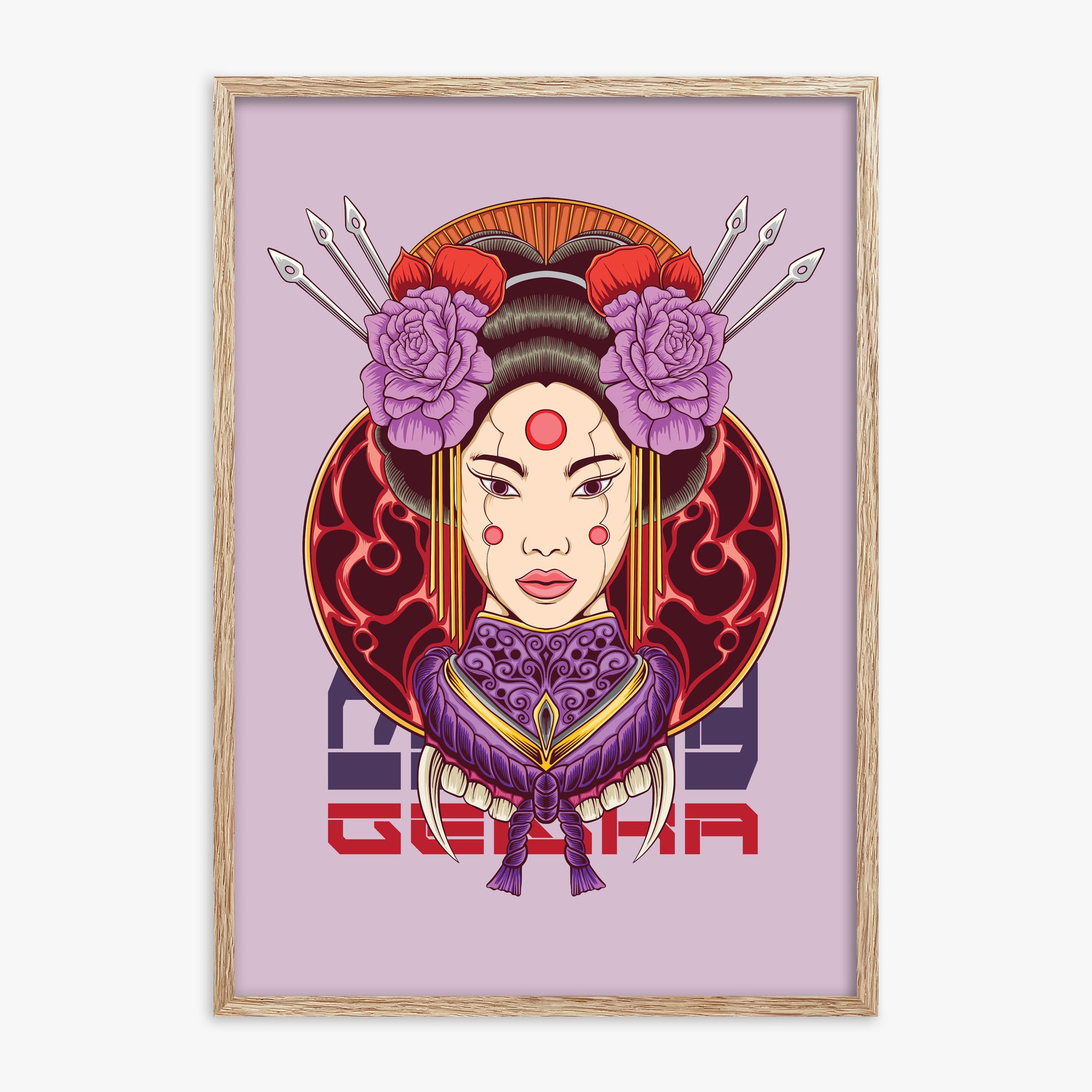 Crimson Blossom Empress, 70x100cm Framed Poster With Raw Oak Frame