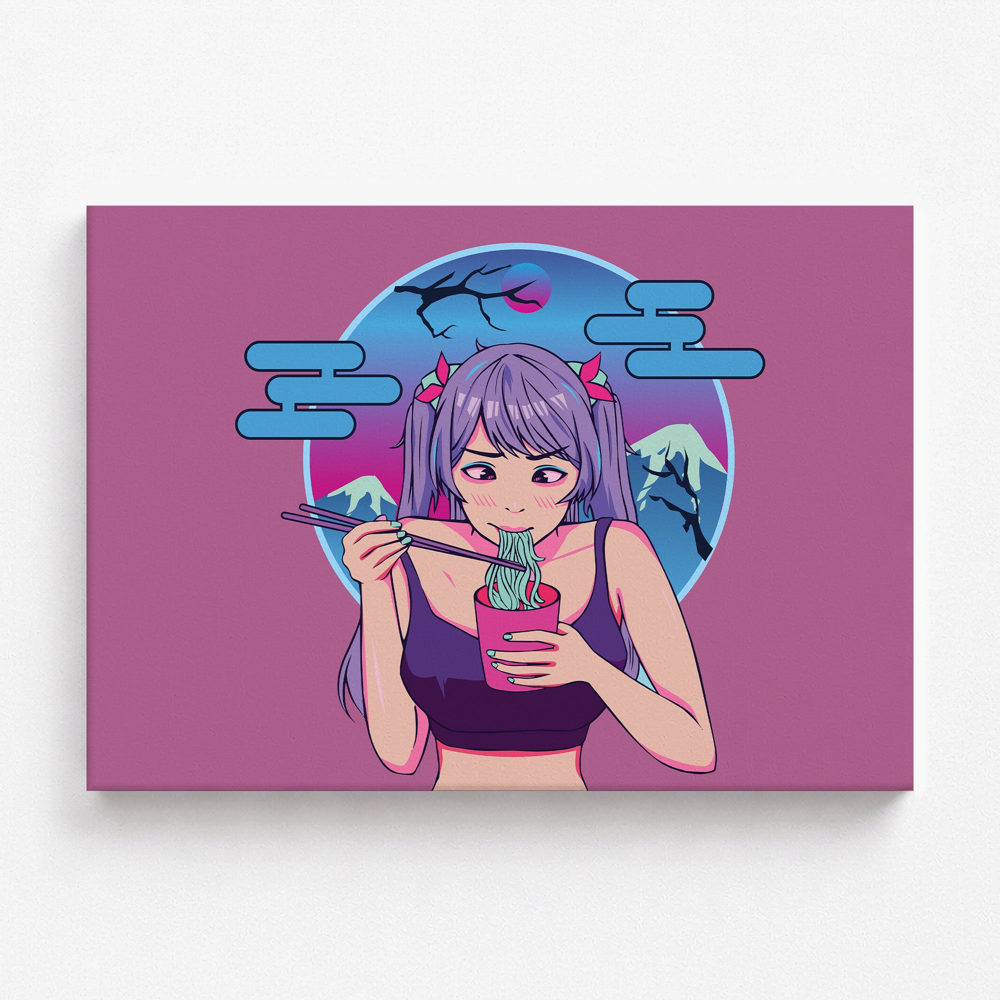 Midnight Ramen Dreams, 100x70cm Satin Canvas Poster