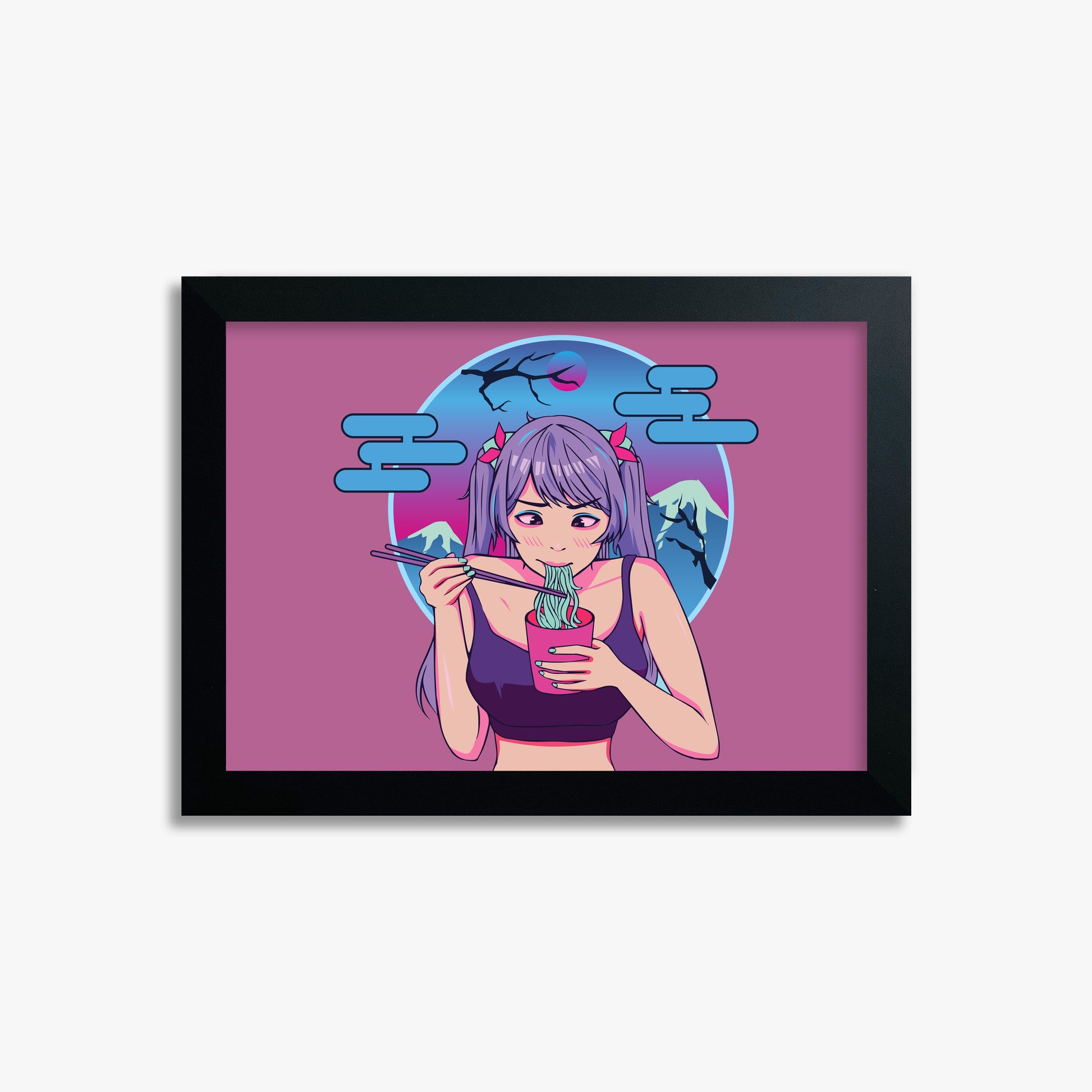 Midnight Ramen Dreams, 21x30cm Framed Poster With Black Frame
