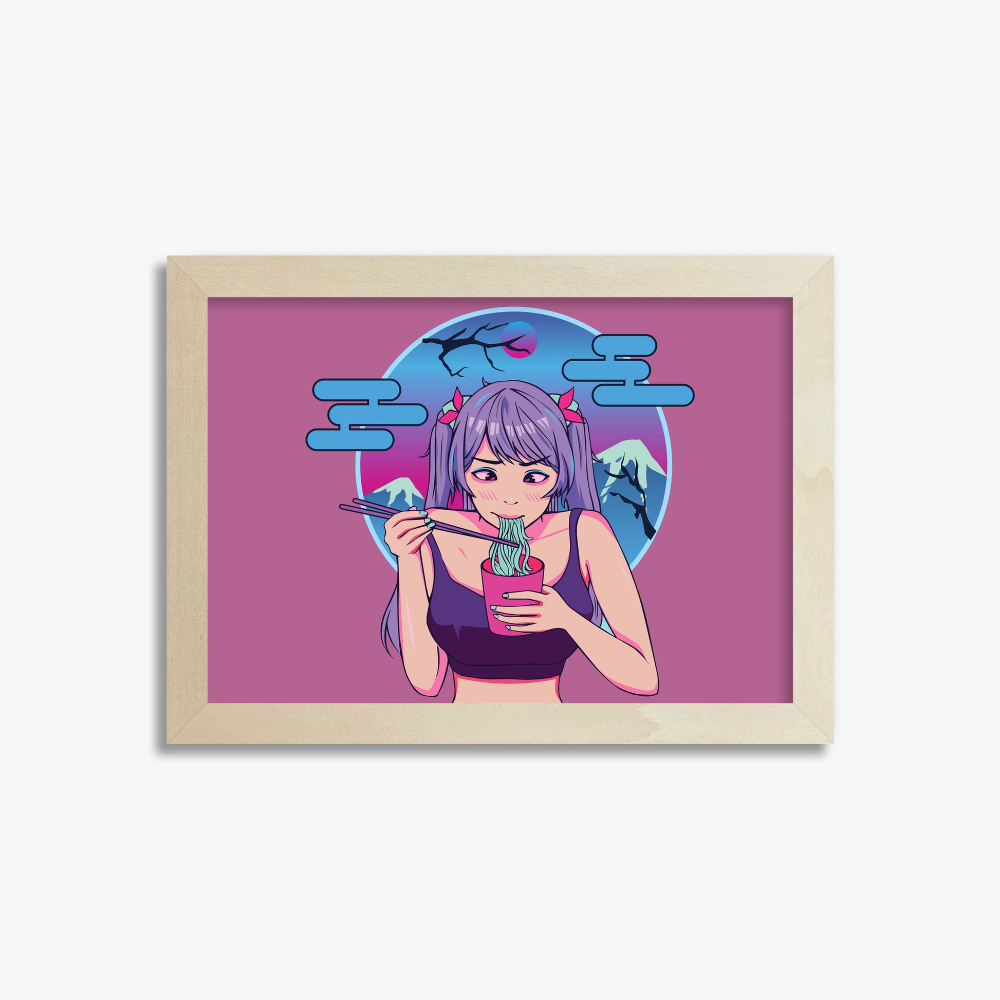 Midnight Ramen Dreams, 21x30cm Framed Poster With Lime Wood Frame