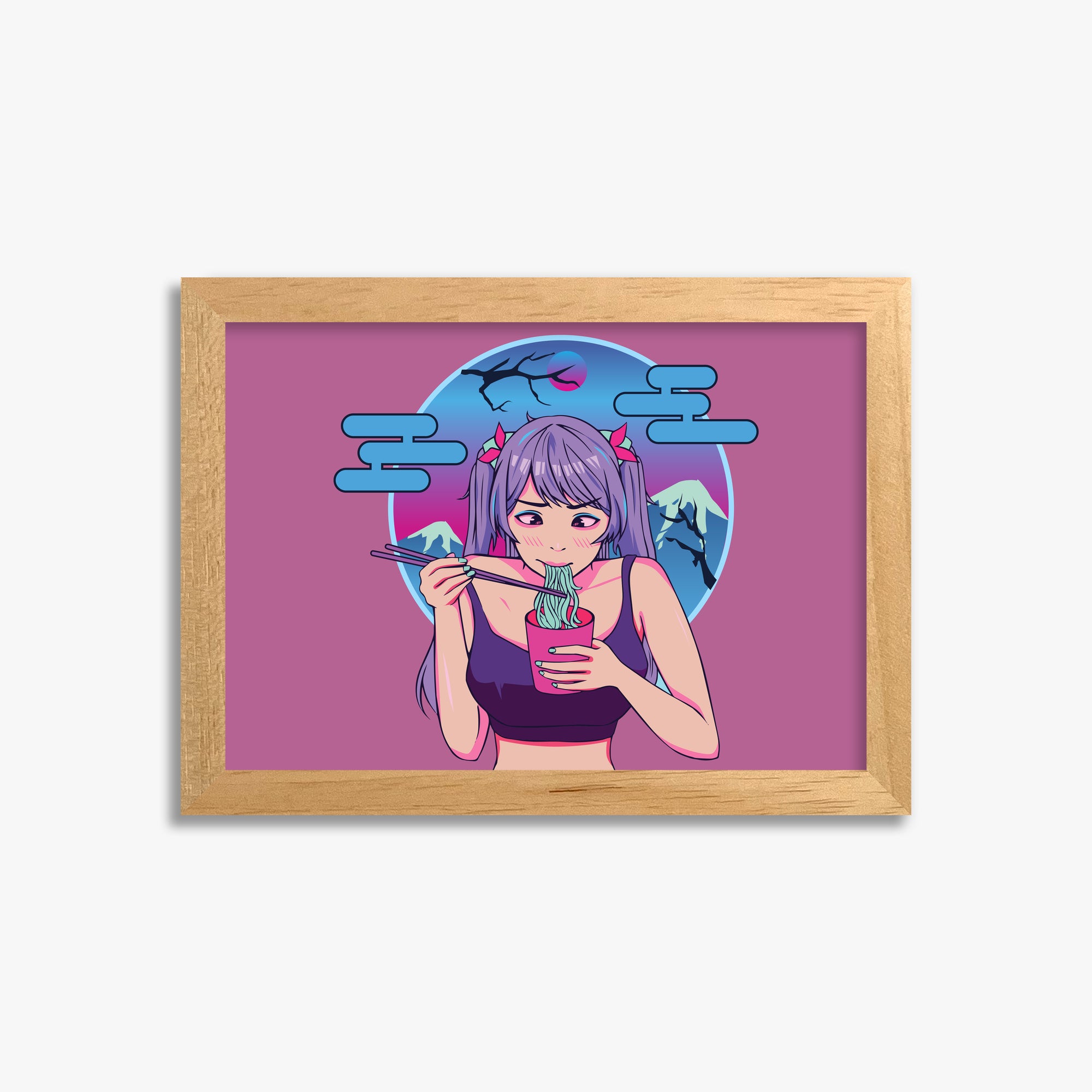 Midnight Ramen Dreams, 21x30cm Framed Poster With Oak Frame