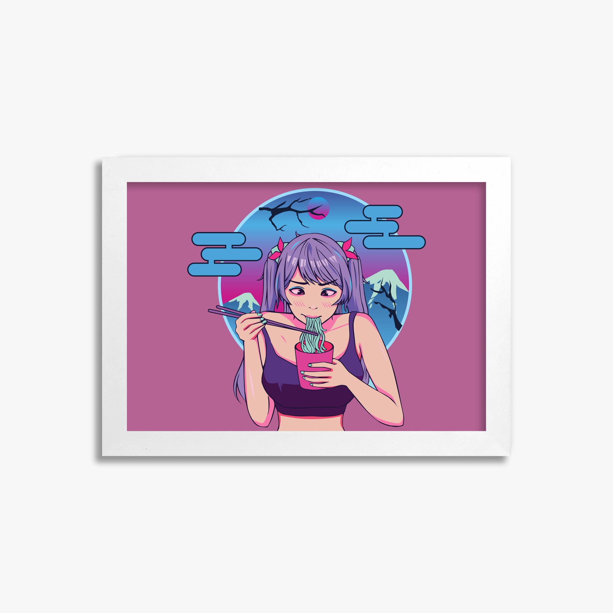 Midnight Ramen Dreams, 21x30cm Framed Poster With White Frame