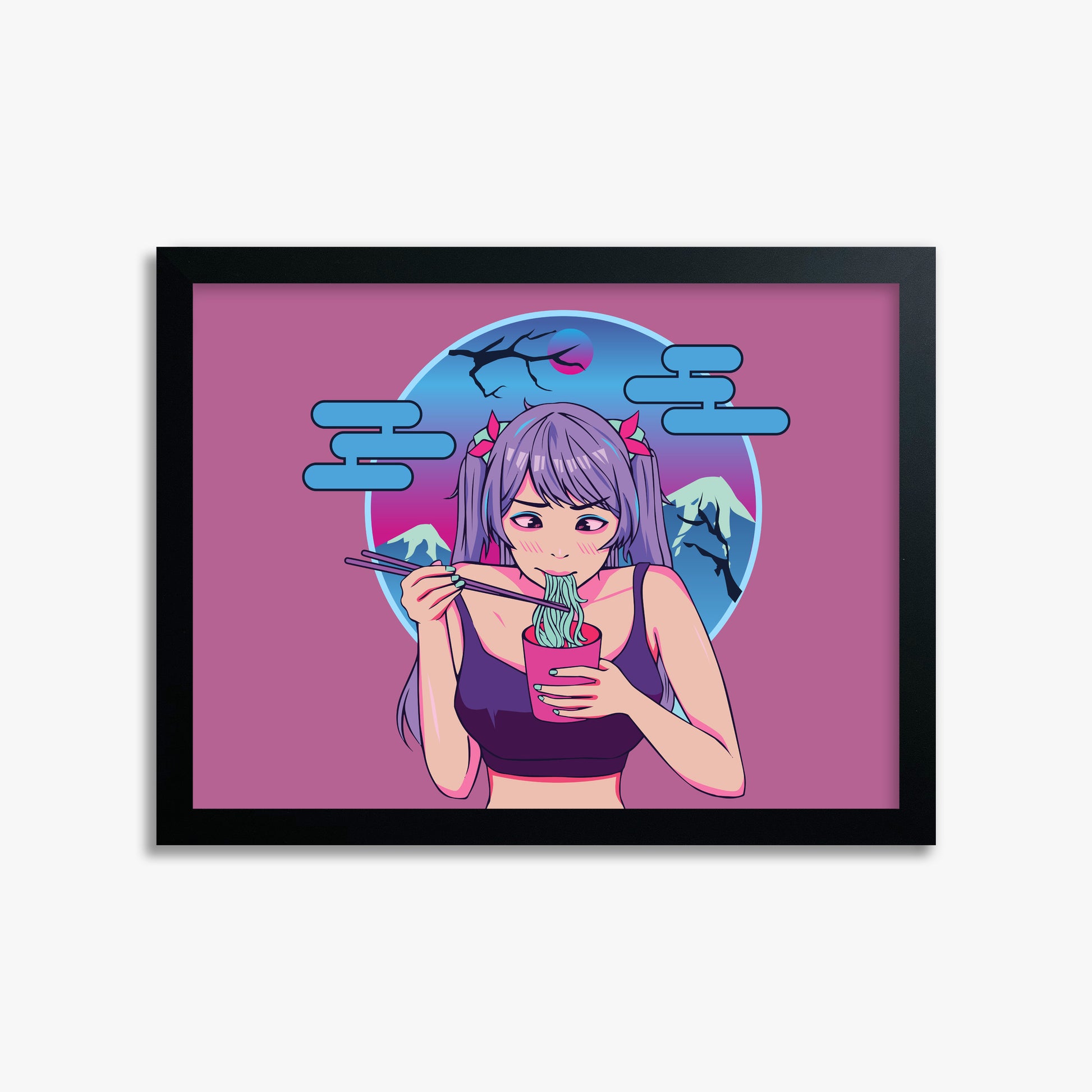 Midnight Ramen Dreams, 30x40cm Framed Poster With Black Frame