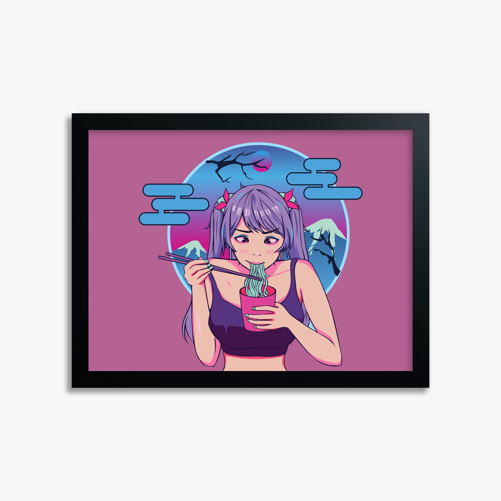 Midnight Ramen Dreams, 30x40cm Framed Poster With Black Frame