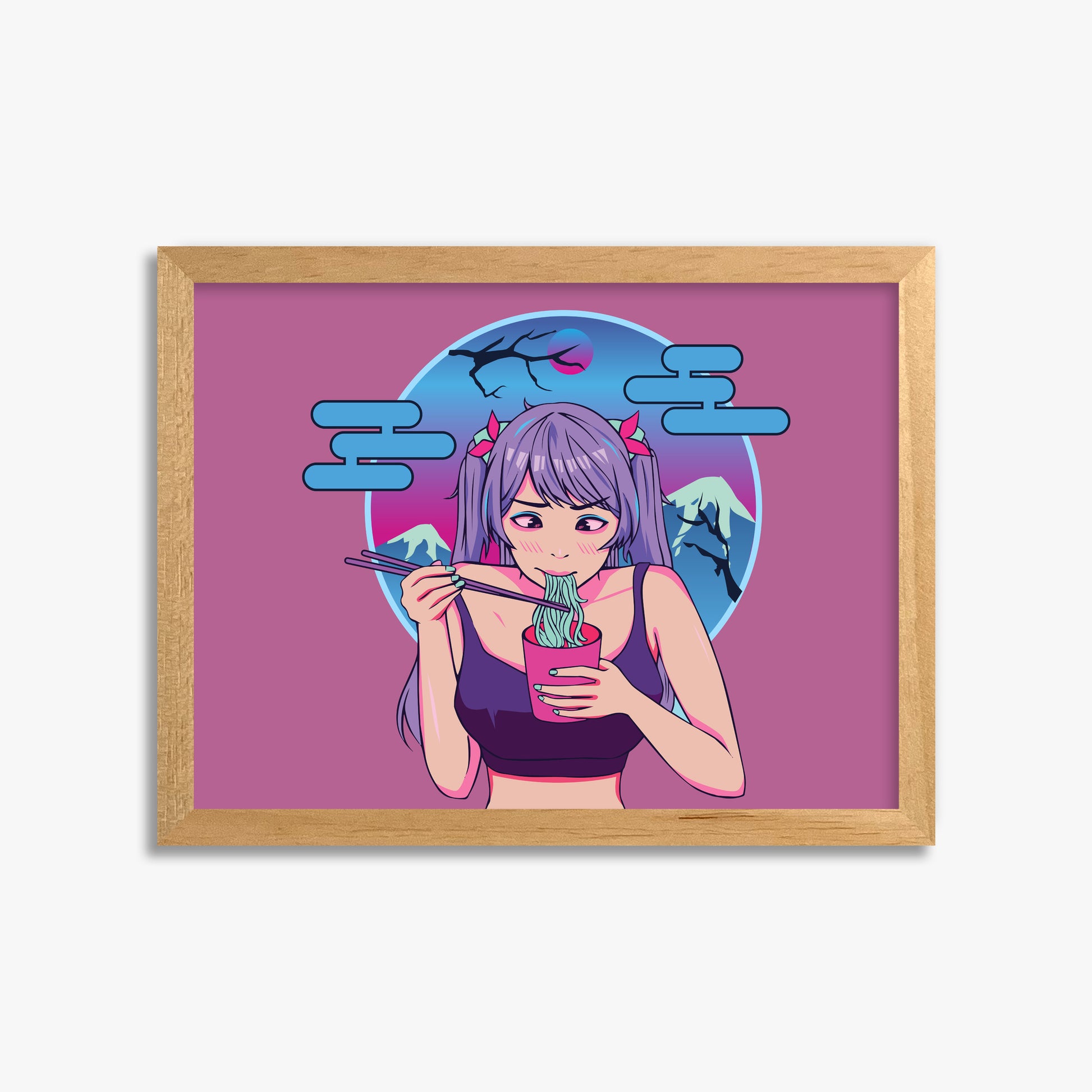 Midnight Ramen Dreams, 30x40cm Framed Poster With Oak Frame
