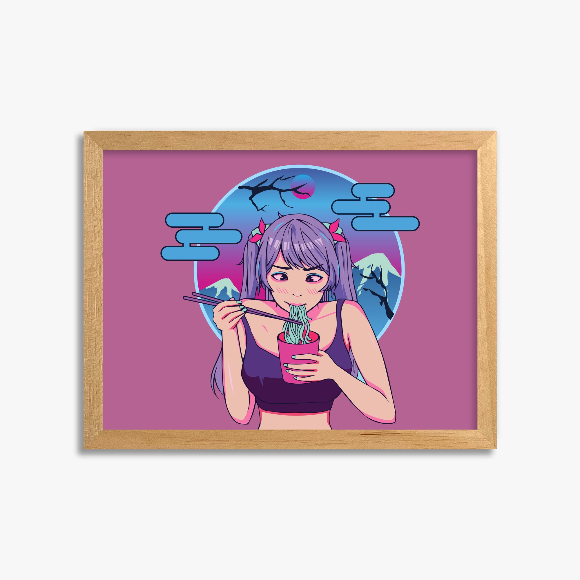 Midnight Ramen Dreams, 30x40cm Framed Poster With Oak Frame