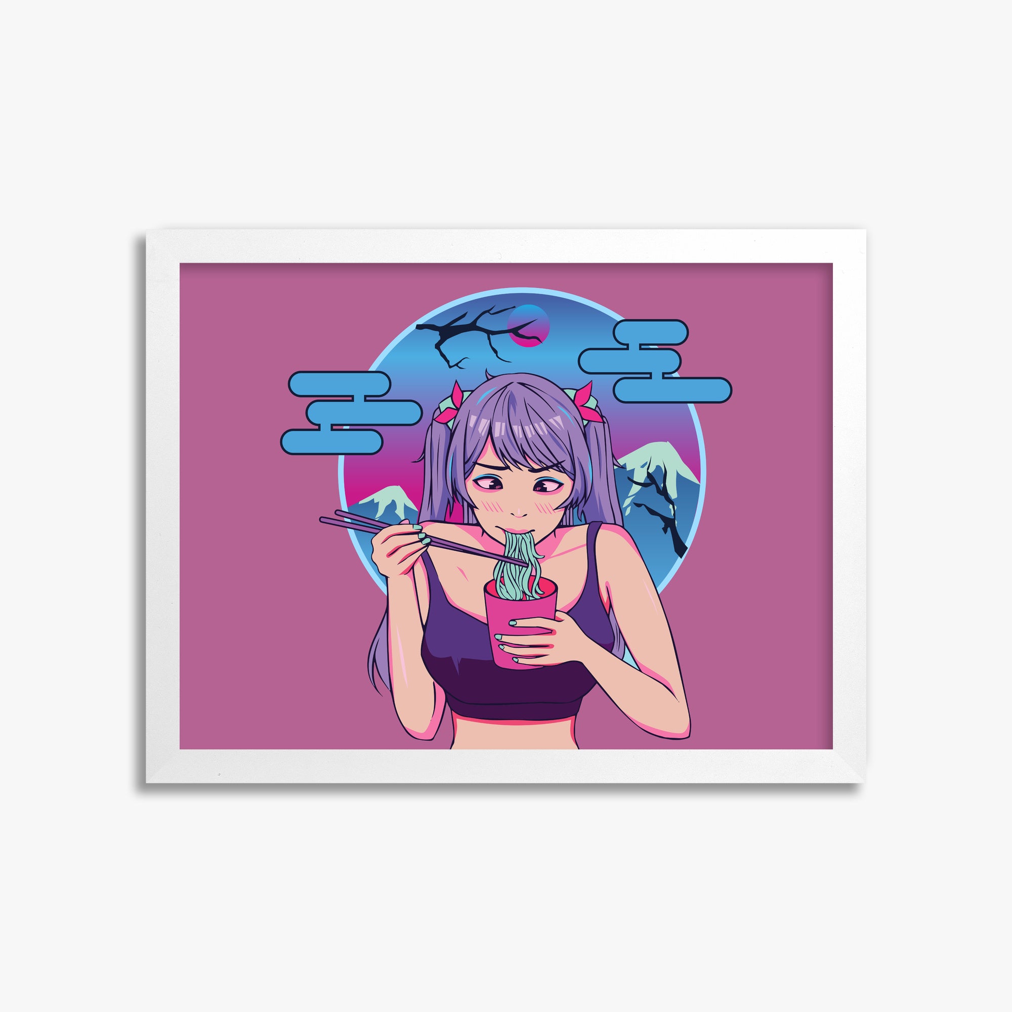 Midnight Ramen Dreams, 30x40cm Framed Poster With White Frame