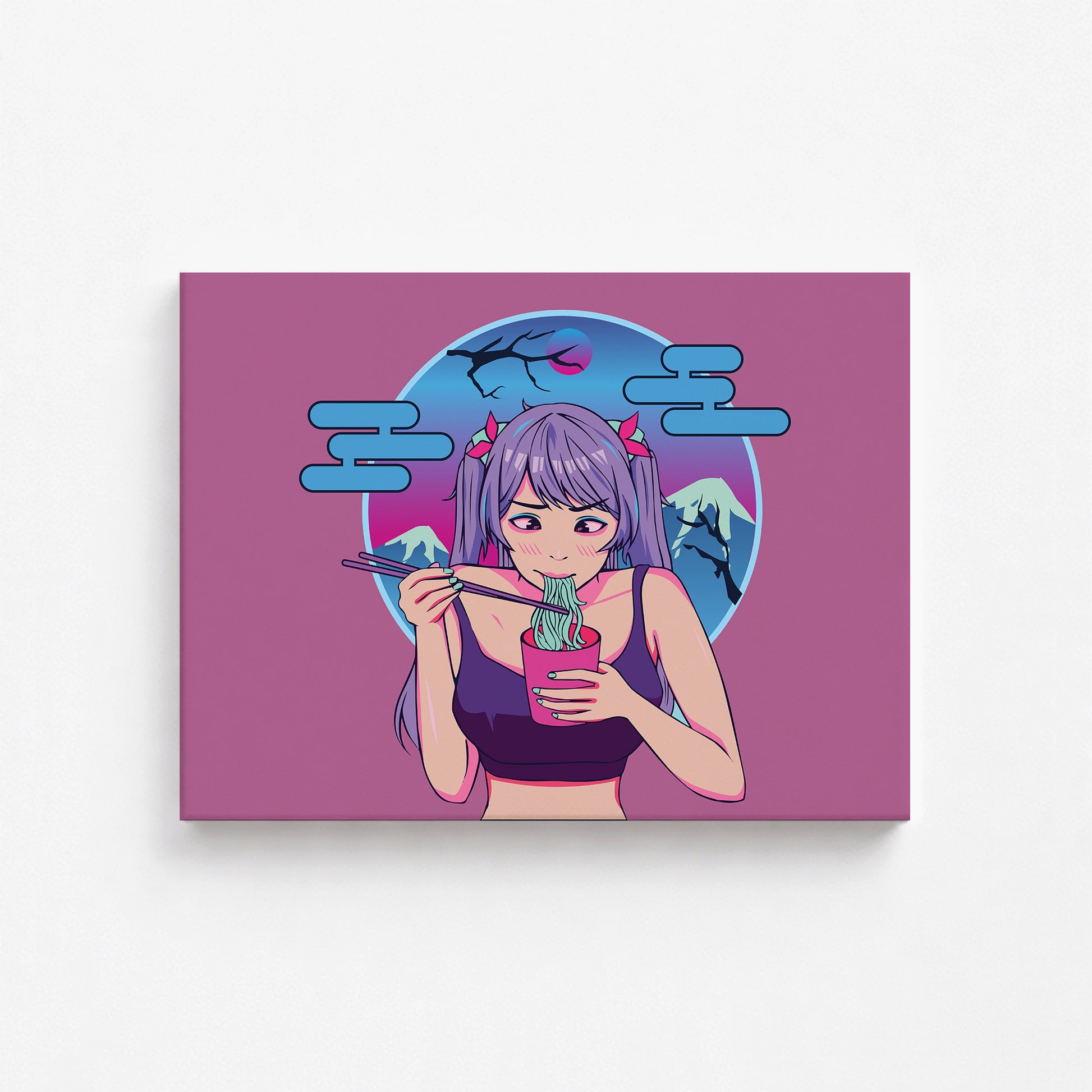Midnight Ramen Dreams, 40x30cm Satin Canvas Poster