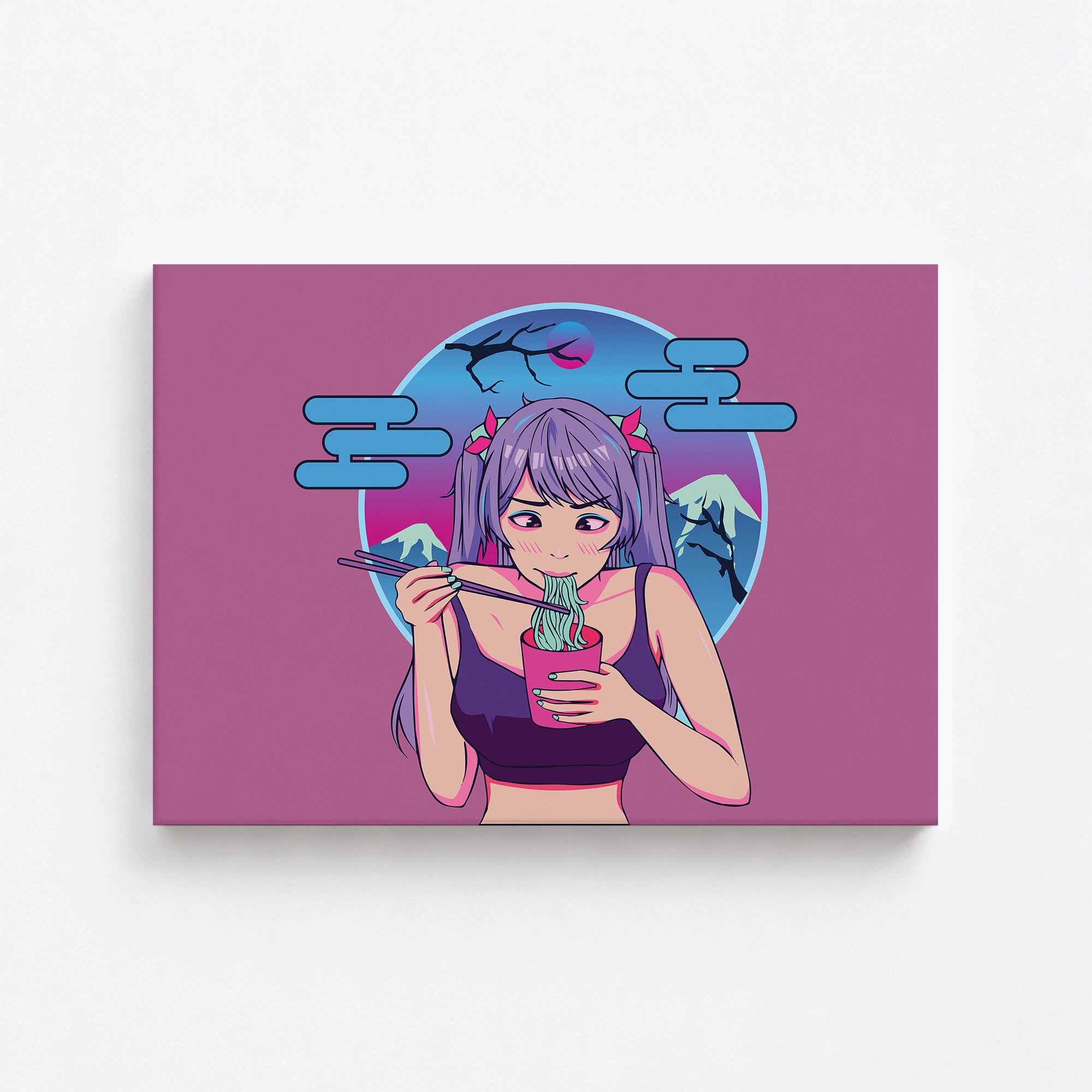 Midnight Ramen Dreams, 70x50cm Satin Canvas Poster