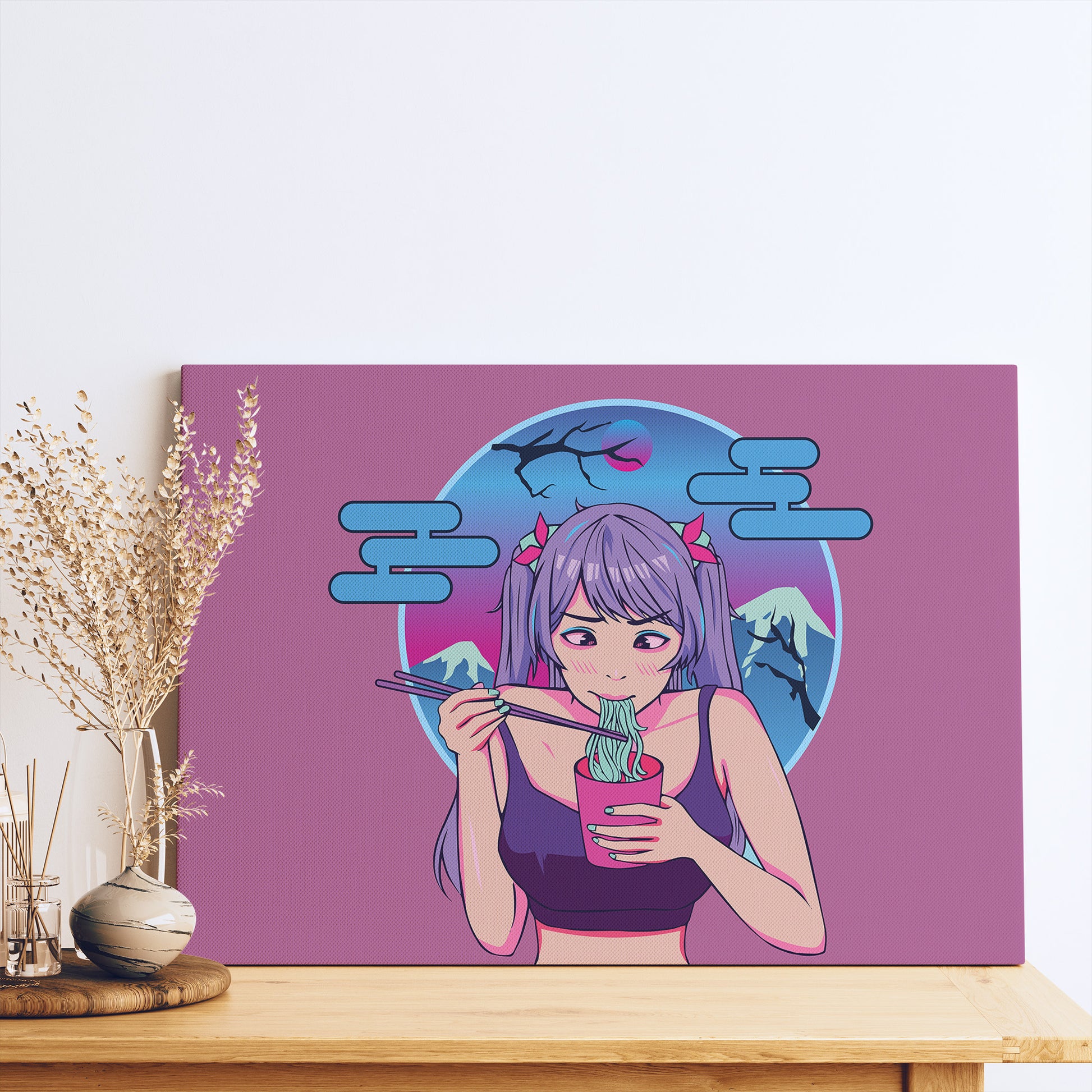 Design Concept No. 50 for Midnight Ramen Dreams Modern Satin Canvas Poster Art