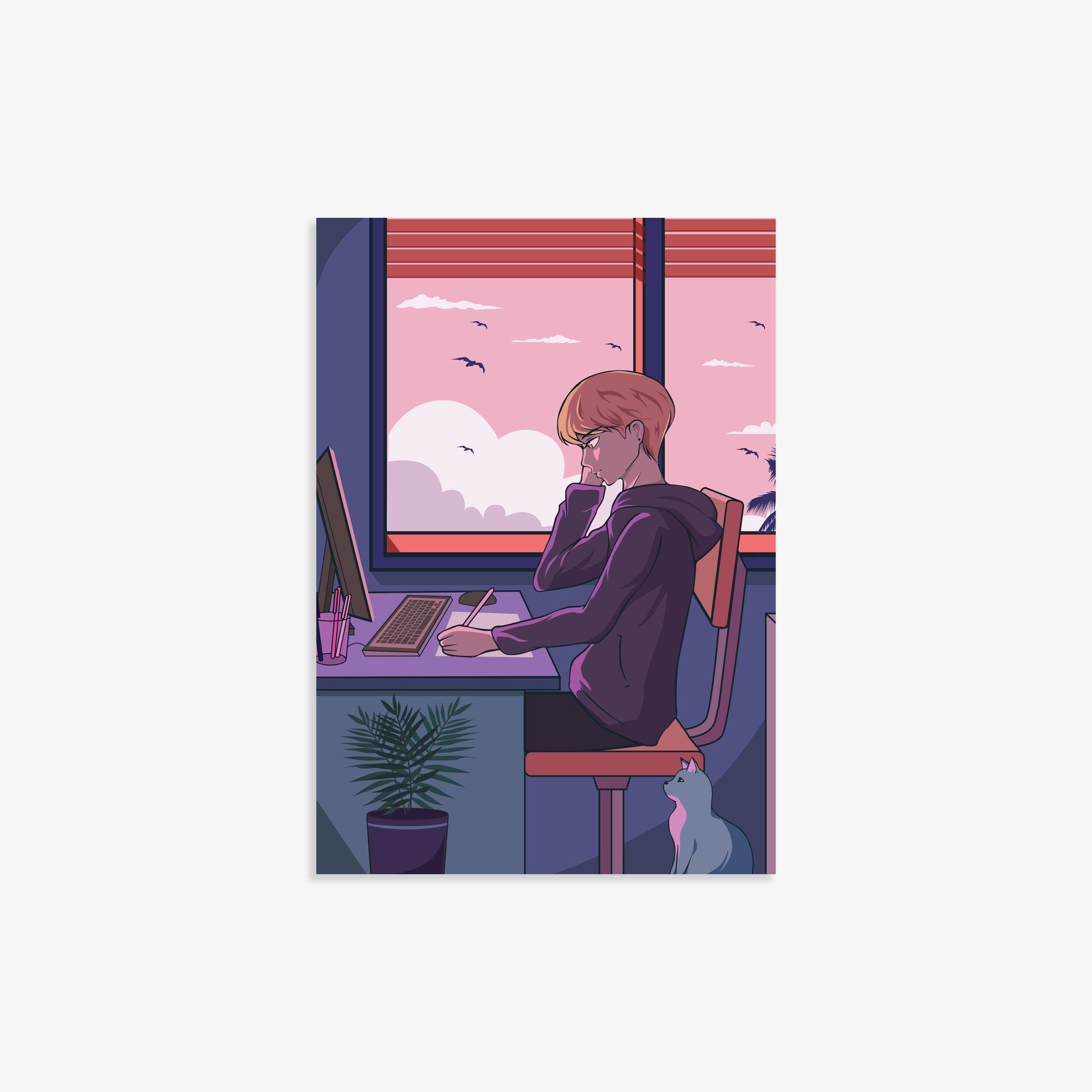 Sunset Study Session, 21x30cm Poster Unframed