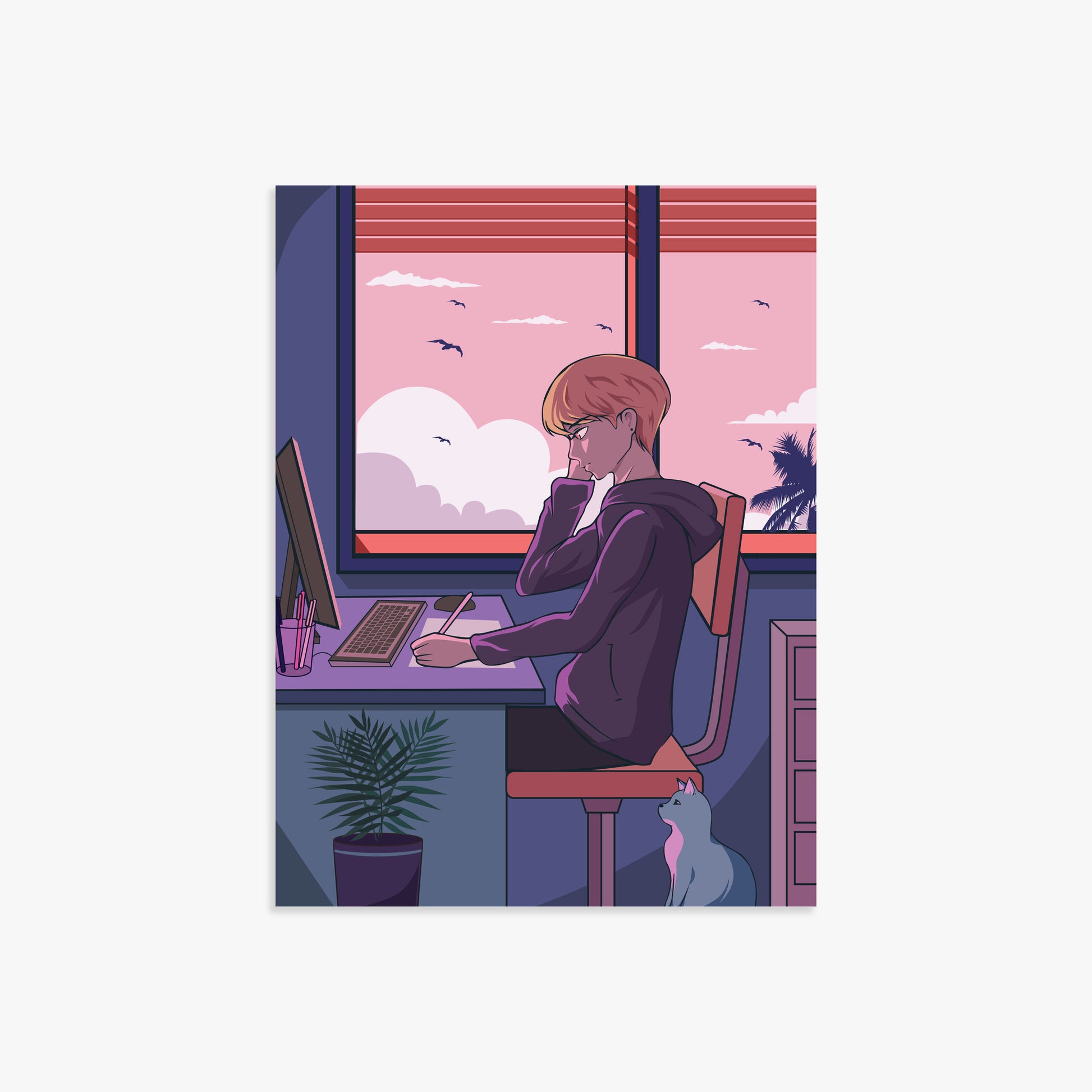 Sunset Study Session, 30x40cm Poster Unframed
