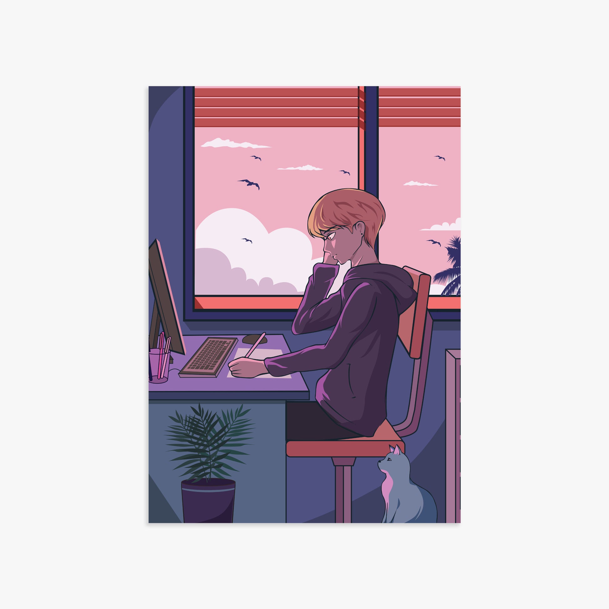 Sunset Study Session, 50x70cm Poster Unframed