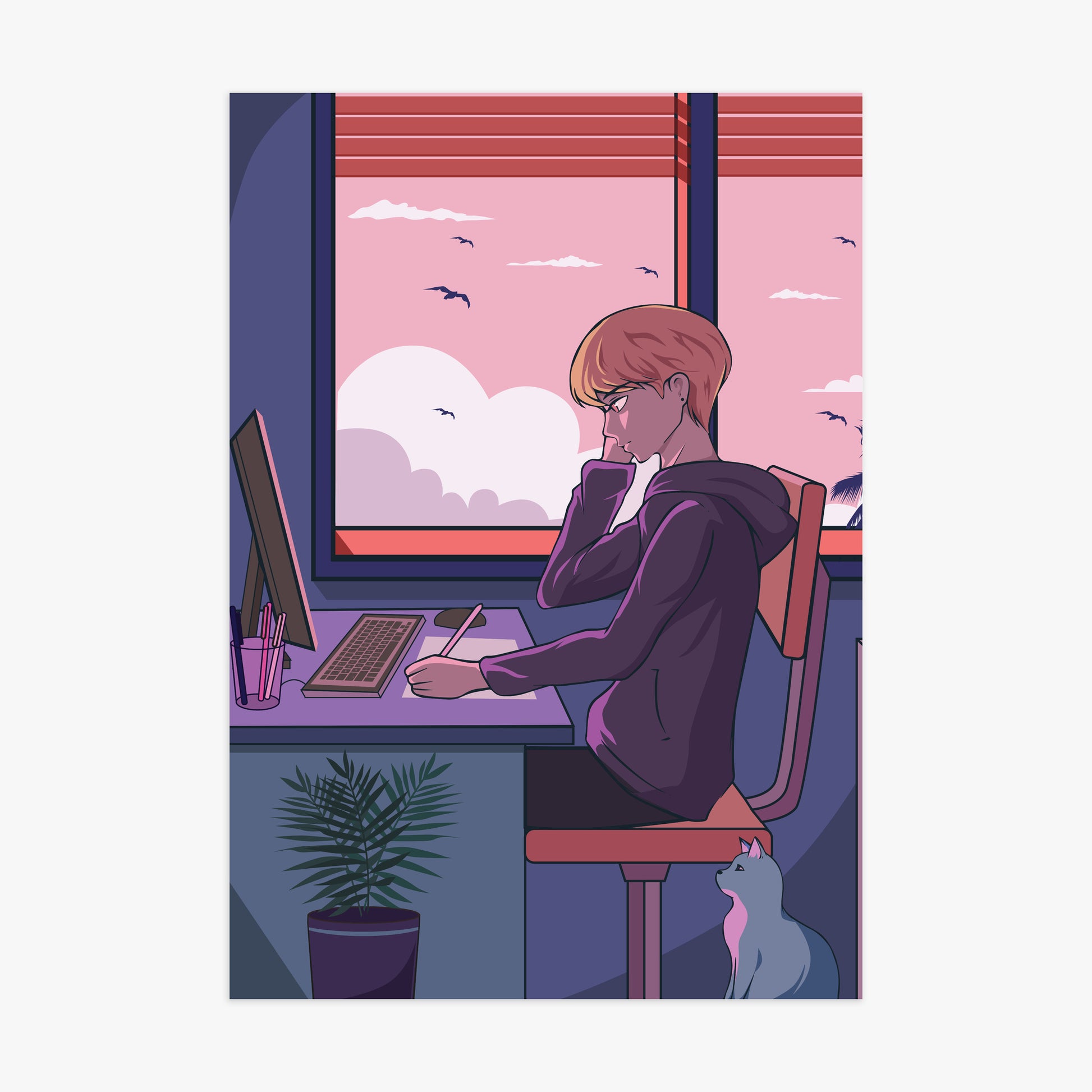 Sunset Study Session, 70x100cm Poster Unframed