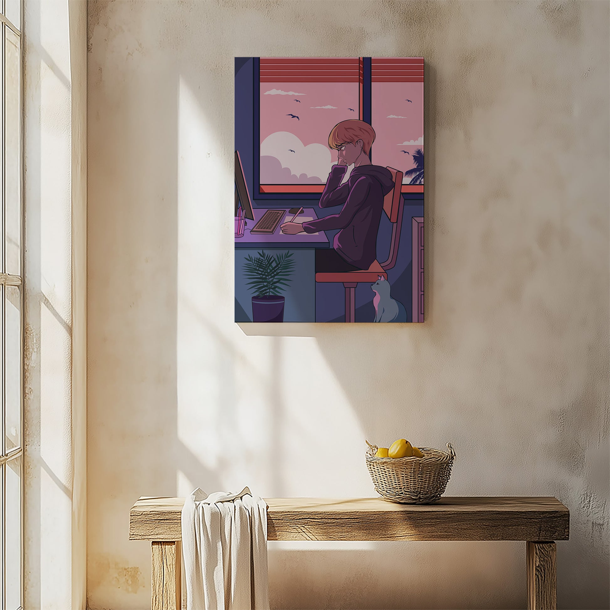 Design Concept No. 54 for Sunset Study Session Japanese Satin Canvas Wall Art