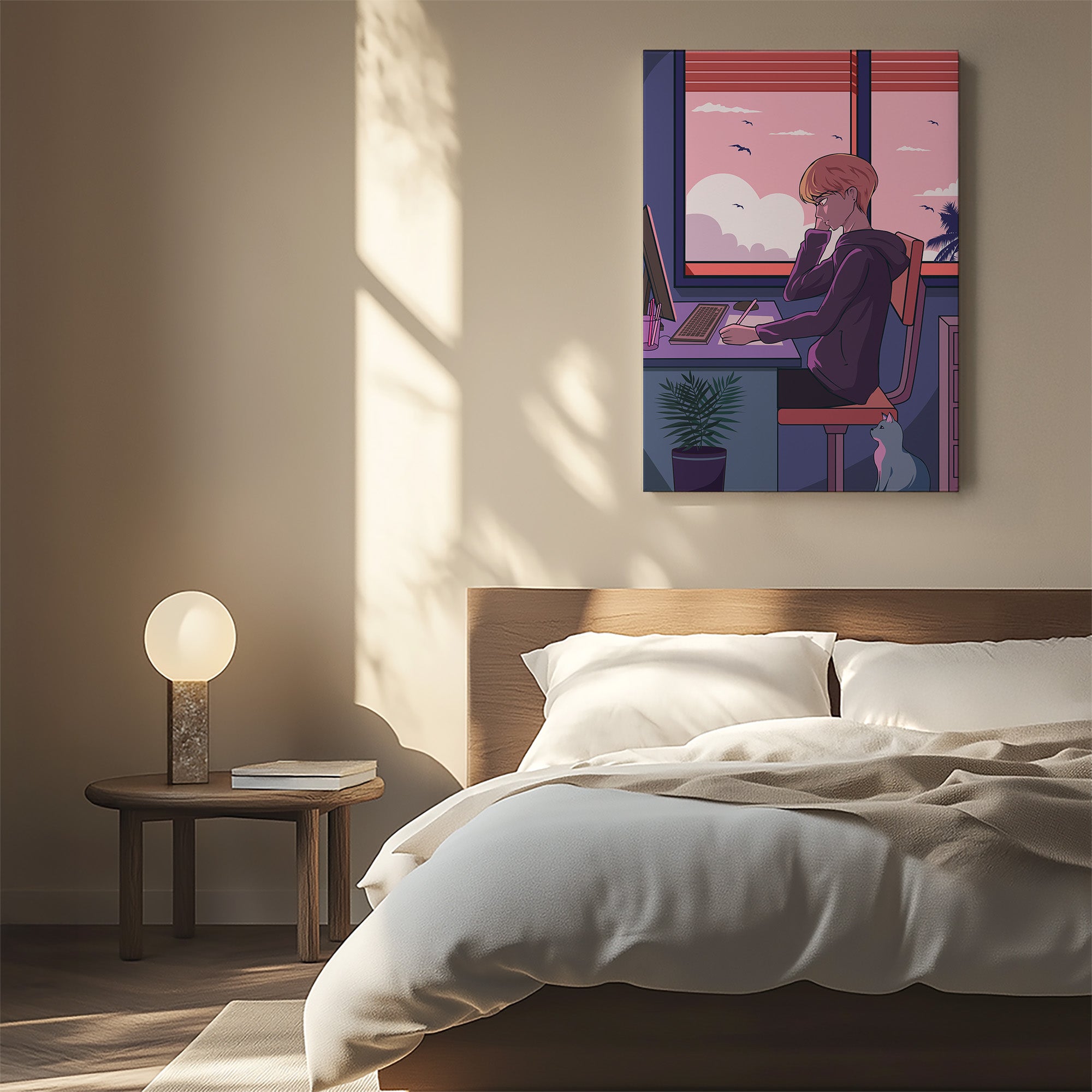 Design Concept No. 55 for Sunset Study Session Japanese Satin Canvas Wall Art