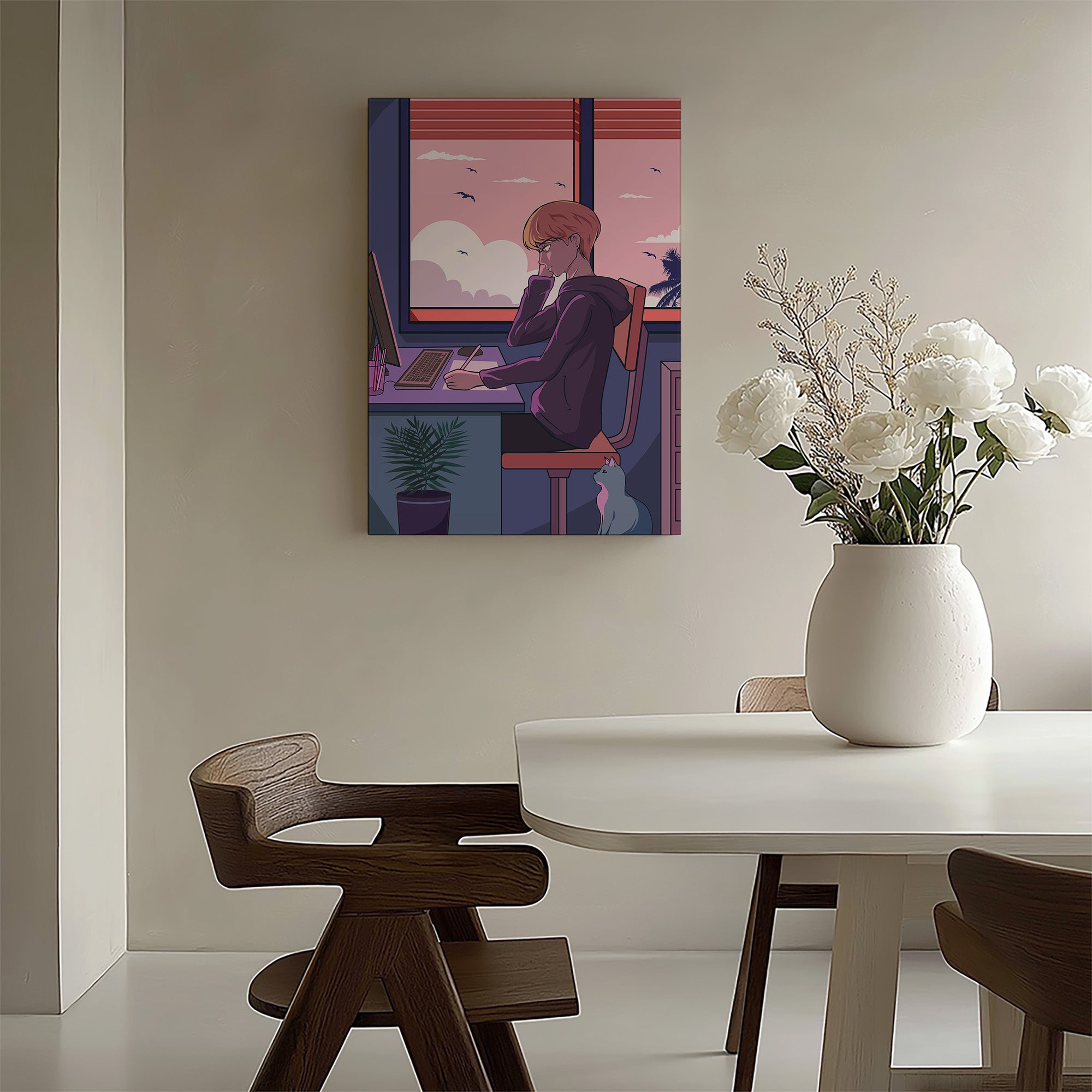 Design Concept No. 58 for Sunset Study Session Japanese Satin Canvas Wall Art