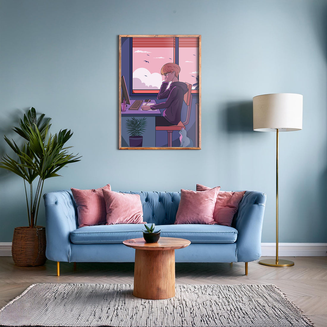 Sunset Study Session, 50x70cm Framed Poster With Black Frame