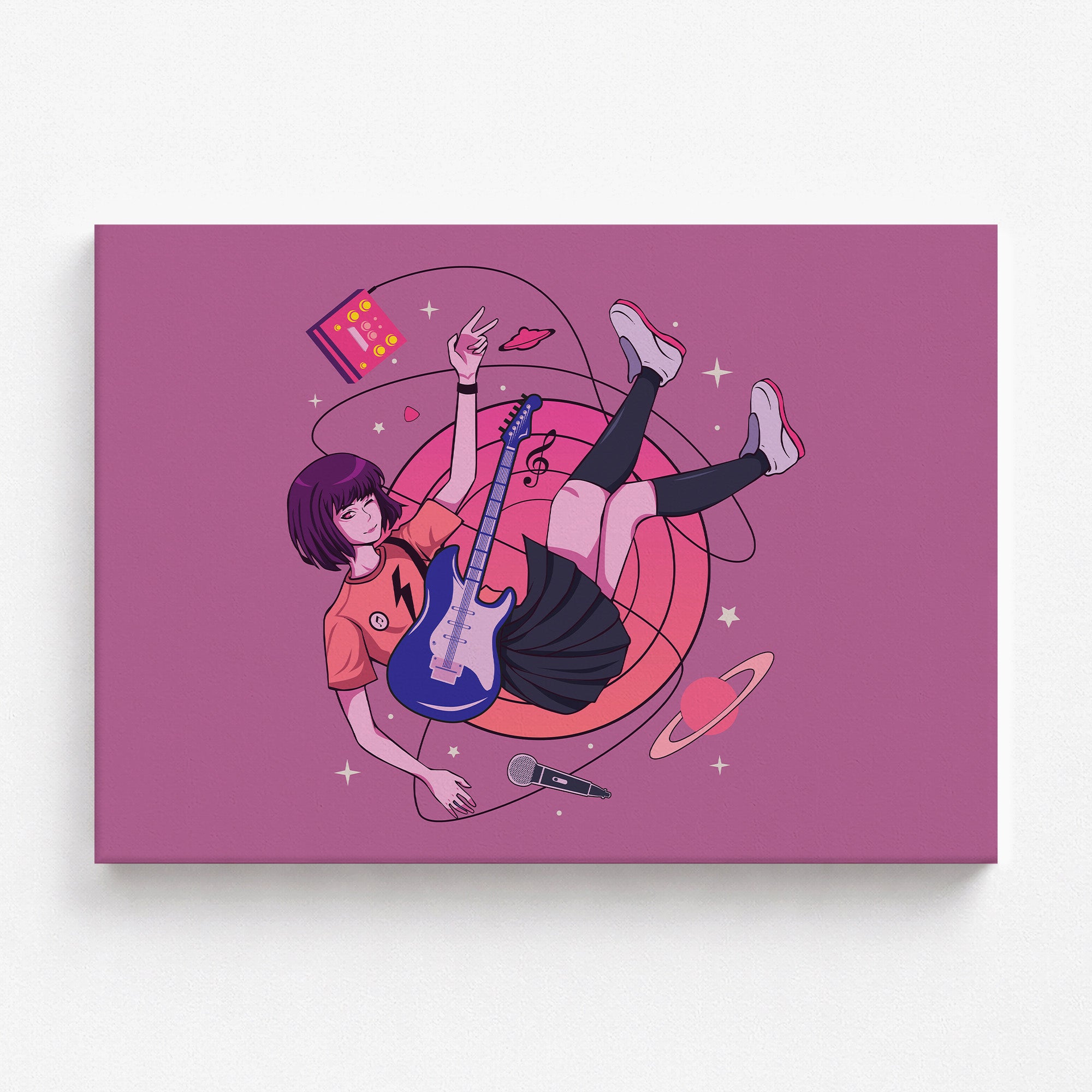Cosmic Melody Float, 100x70cm Satin Canvas Poster