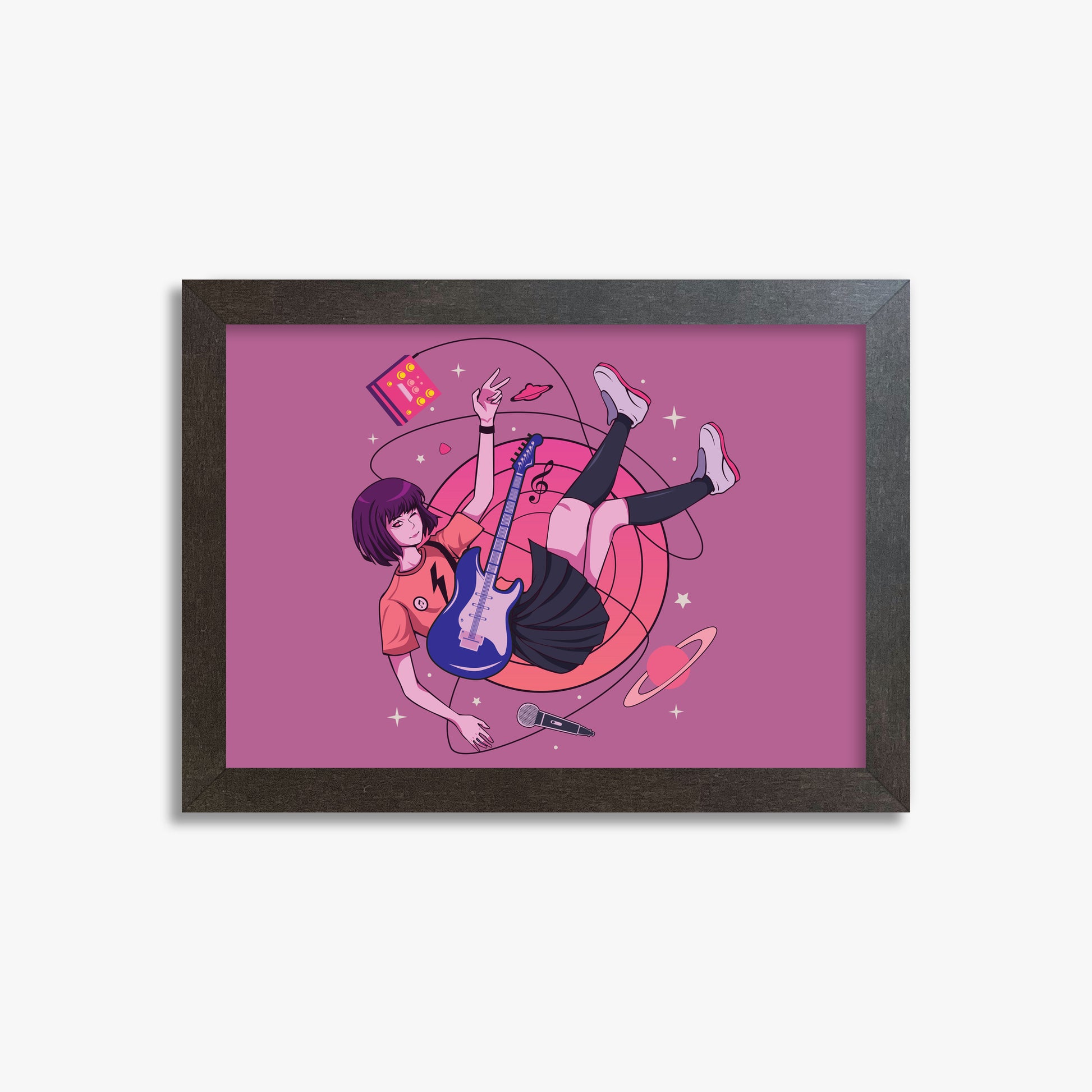 Cosmic Melody Float, 21x30cm Framed Poster With Espresso Frame