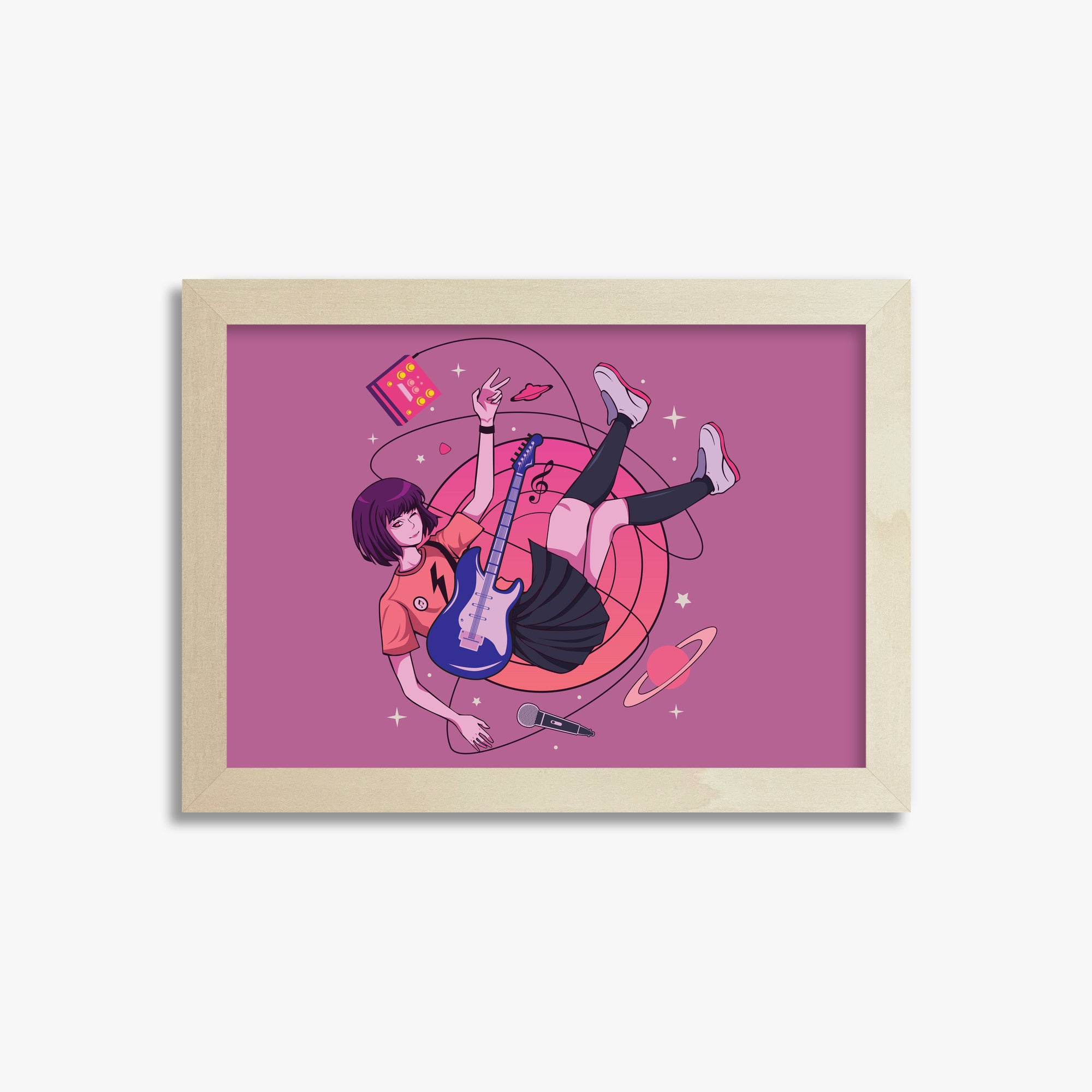 Cosmic Melody Float, 21x30cm Framed Poster With Lime Wood Frame