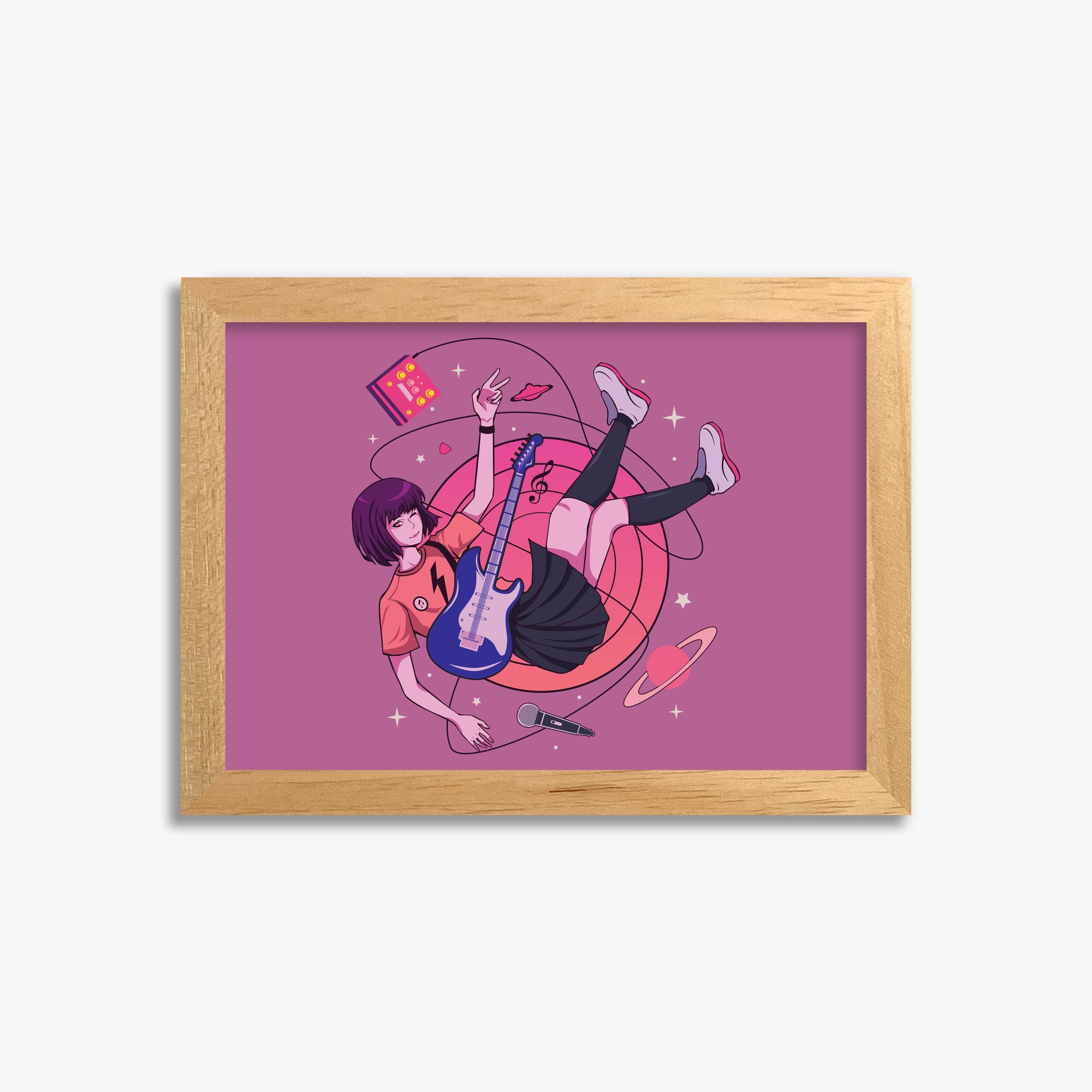 Cosmic Melody Float, 21x30cm Framed Poster With Oak Frame