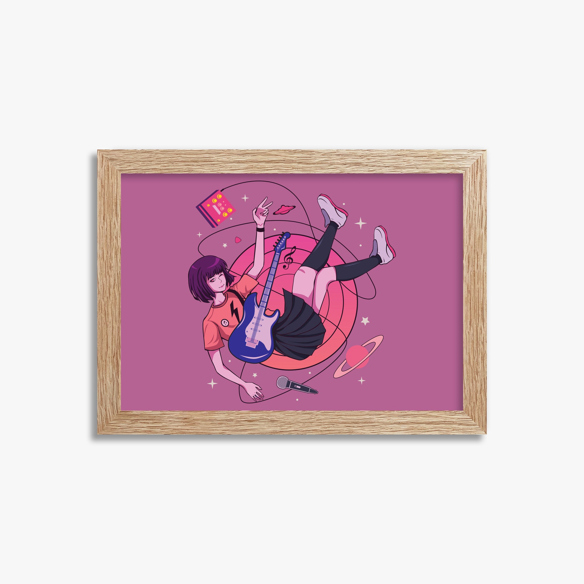 Cosmic Melody Float, 21x30cm Framed Poster With Raw Oak Frame