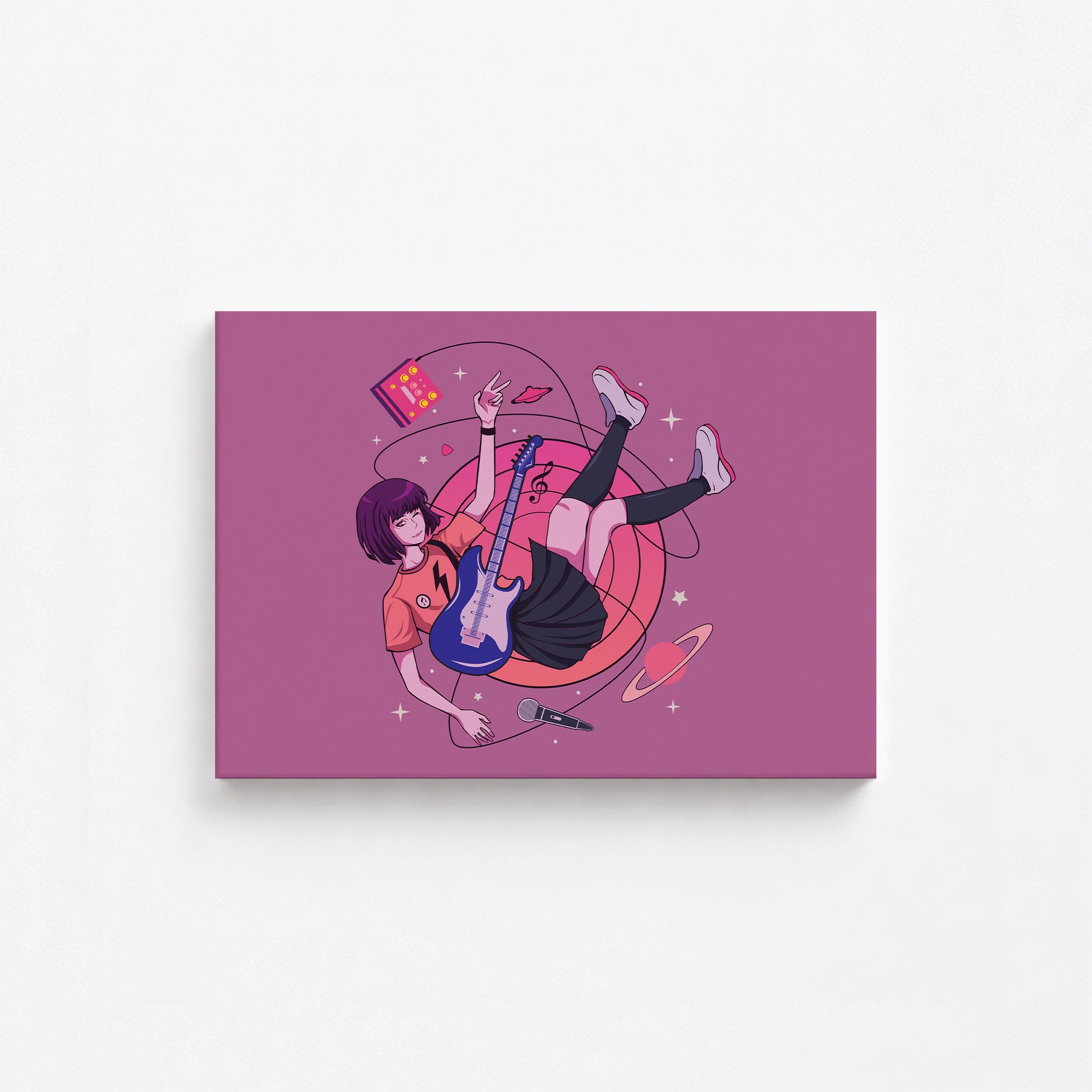 Cosmic Melody Float, 30x21cm Satin Canvas Poster