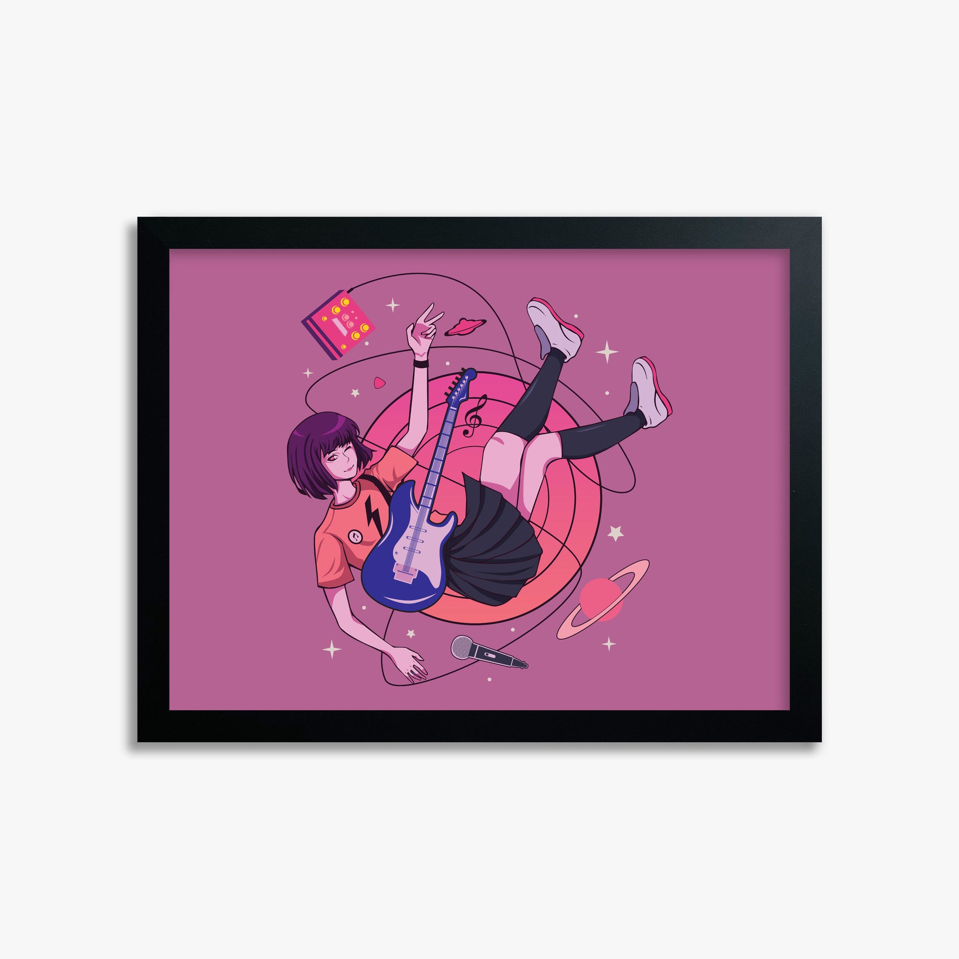 Cosmic Melody Float, 30x40cm Framed Poster With Black Frame