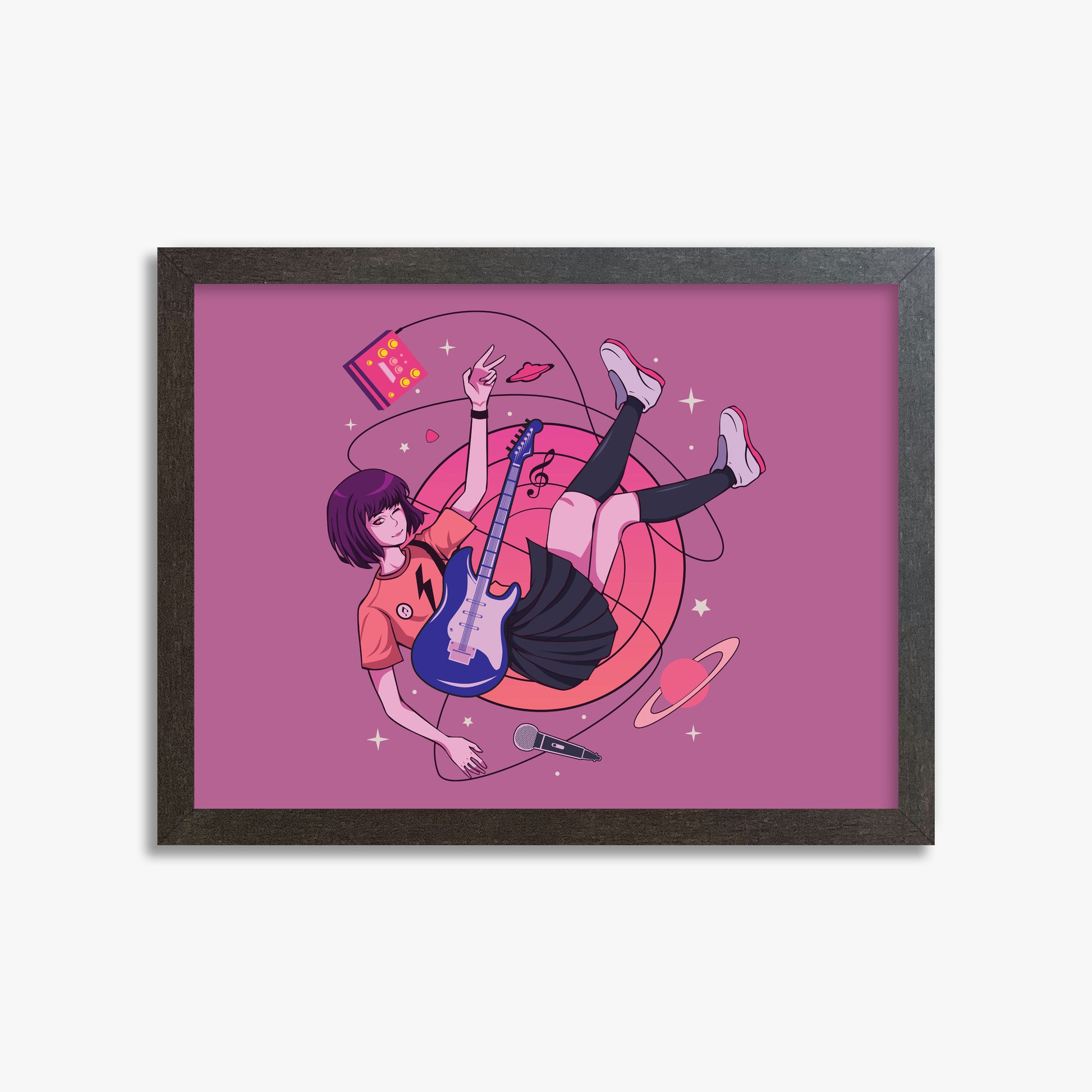 Cosmic Melody Float, 30x40cm Framed Poster With Espresso Frame