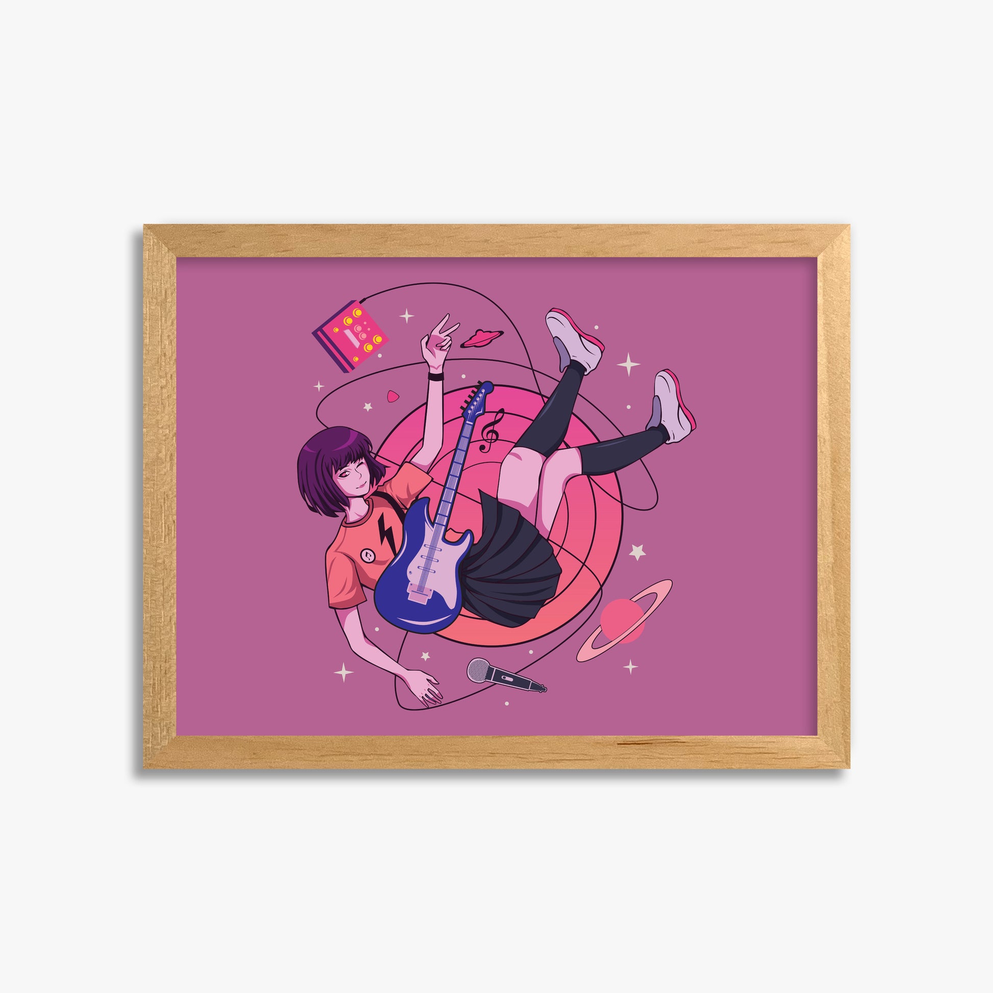 Cosmic Melody Float, 30x40cm Framed Poster With Oak Frame