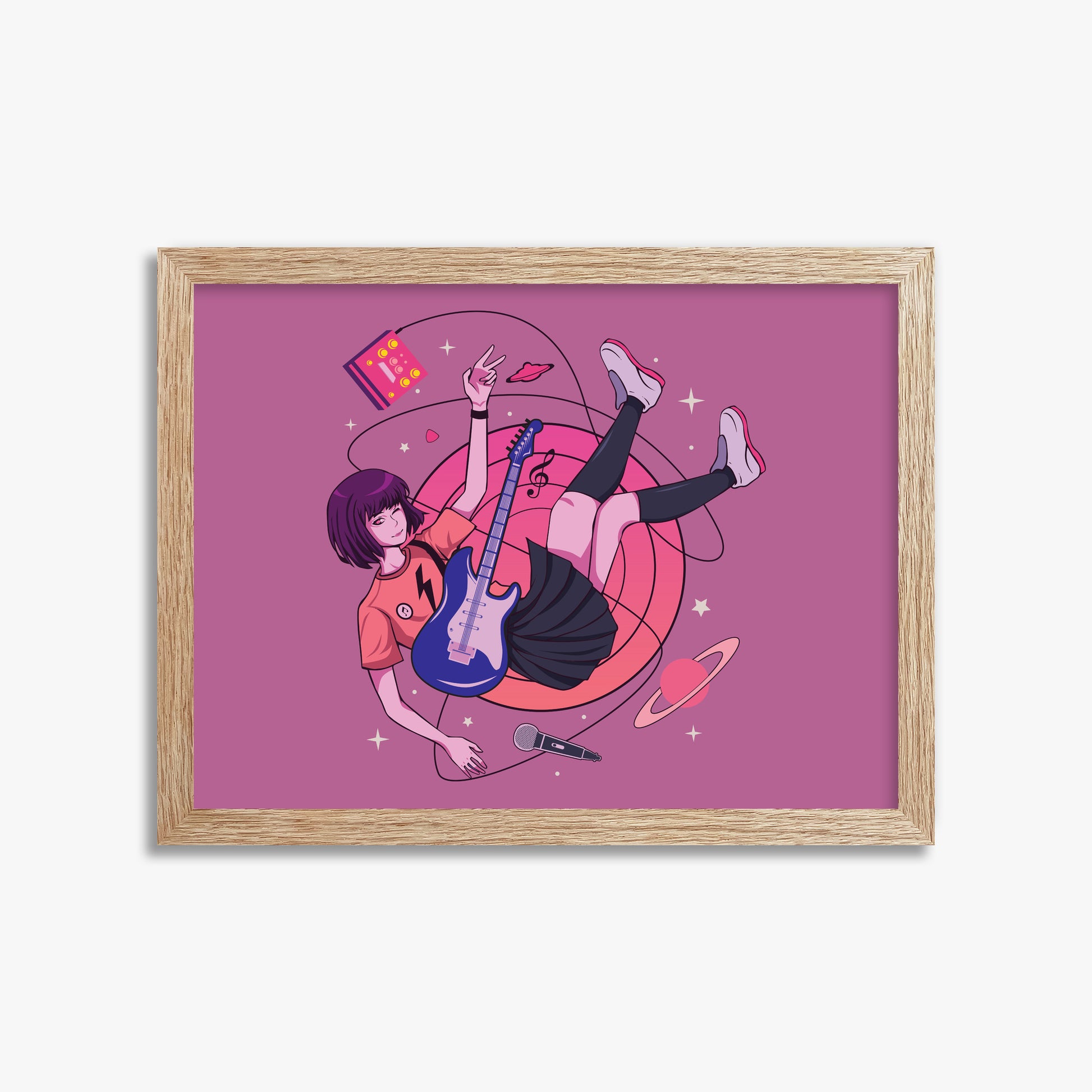 Cosmic Melody Float, 30x40cm Framed Poster With Raw Oak Frame