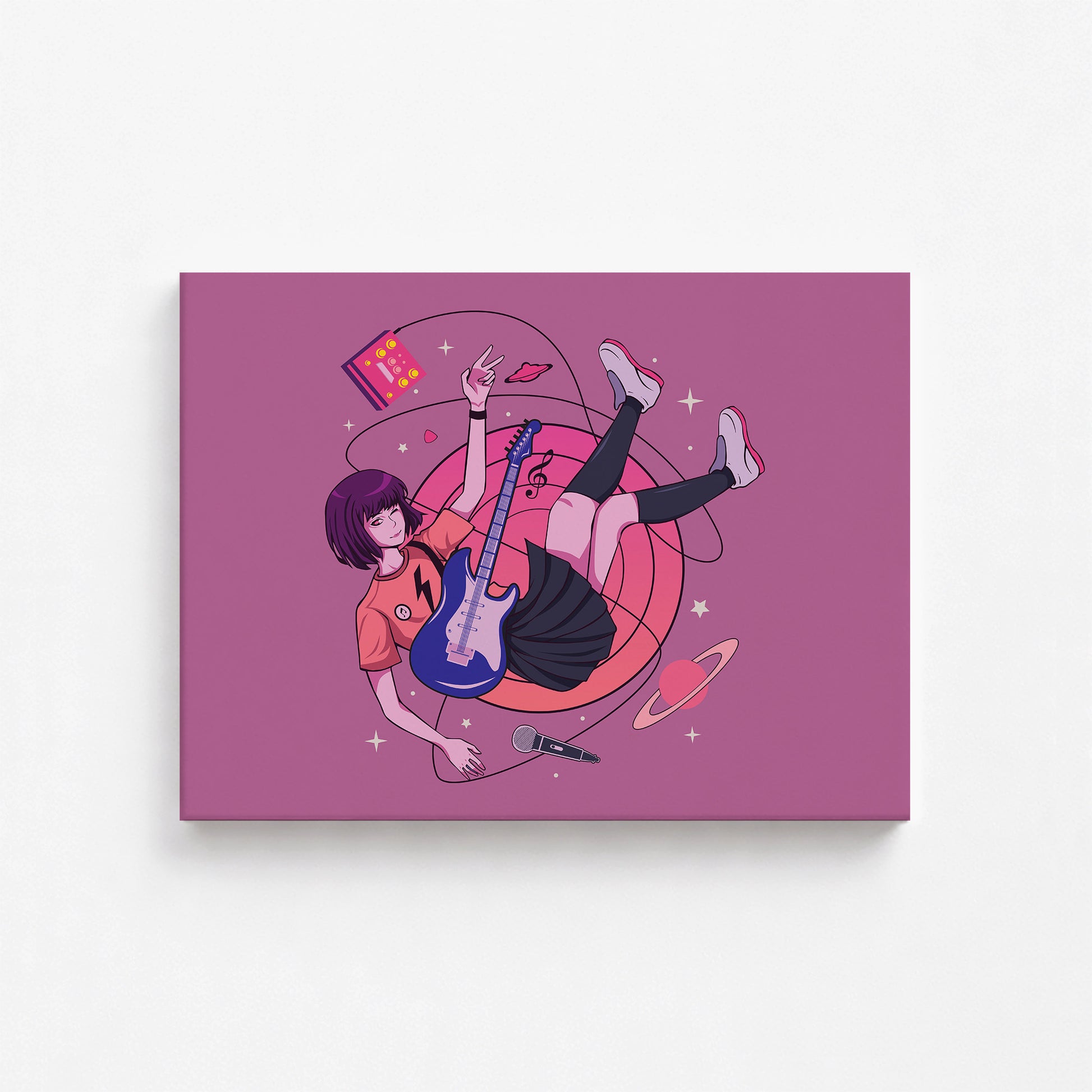 Cosmic Melody Float, 40x30cm Satin Canvas Poster