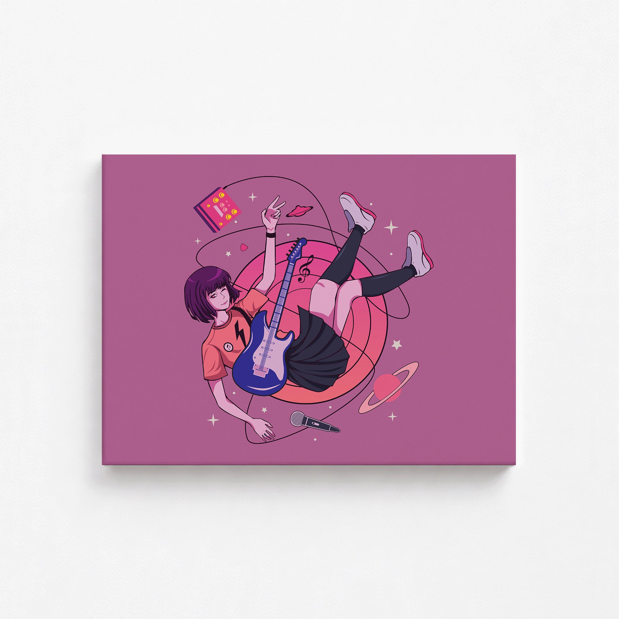 Cosmic Melody Float, 40x30cm Satin Canvas Poster