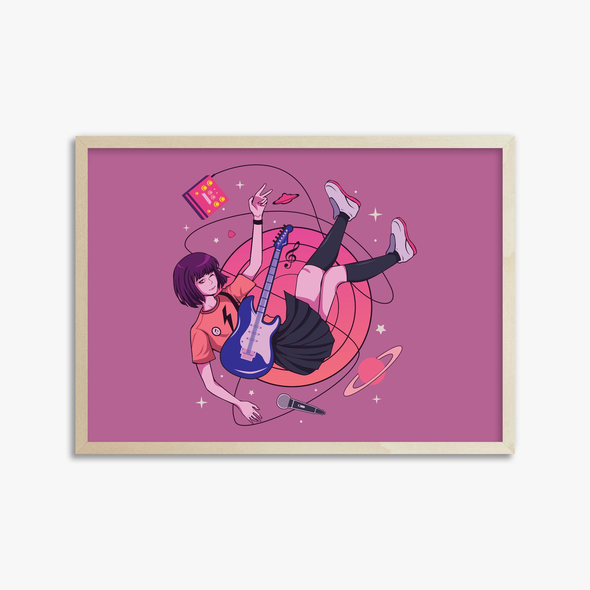 Cosmic Melody Float, 50x70cm Framed Poster With Lime Wood Frame
