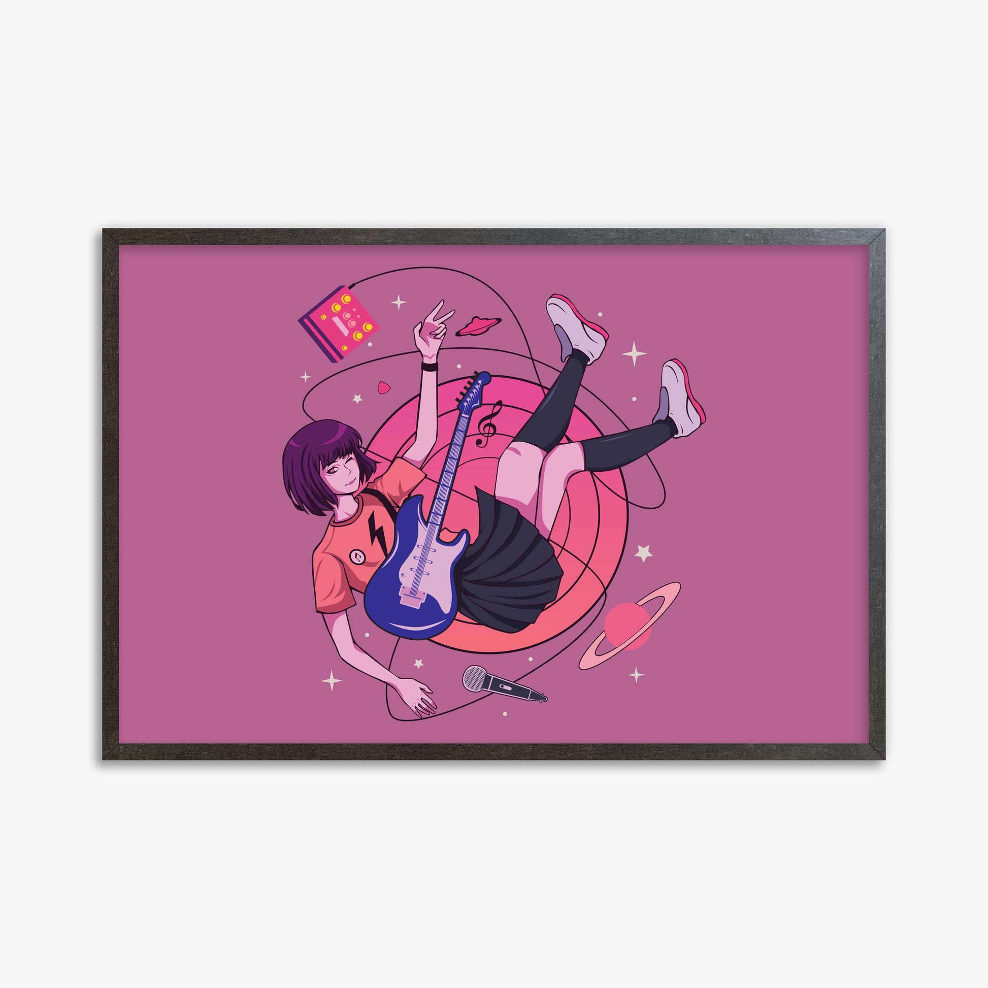 Cosmic Melody Float, 61x91cm Framed Poster With Espresso Frame