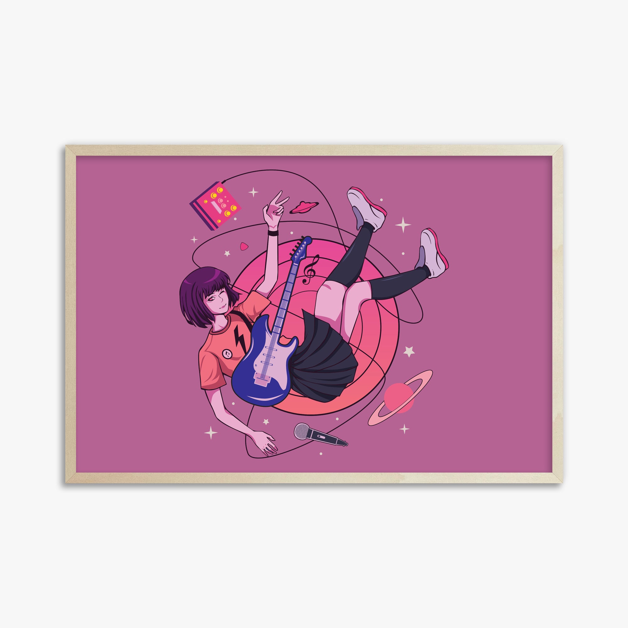 Cosmic Melody Float, 61x91cm Framed Poster With Lime Wood Frame
