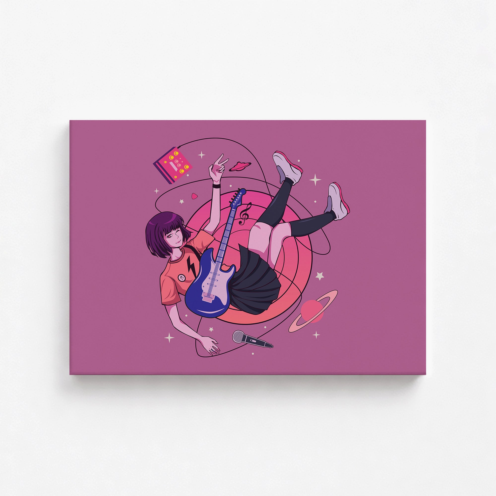 Cosmic Melody Float, 70x50cm Satin Canvas Poster