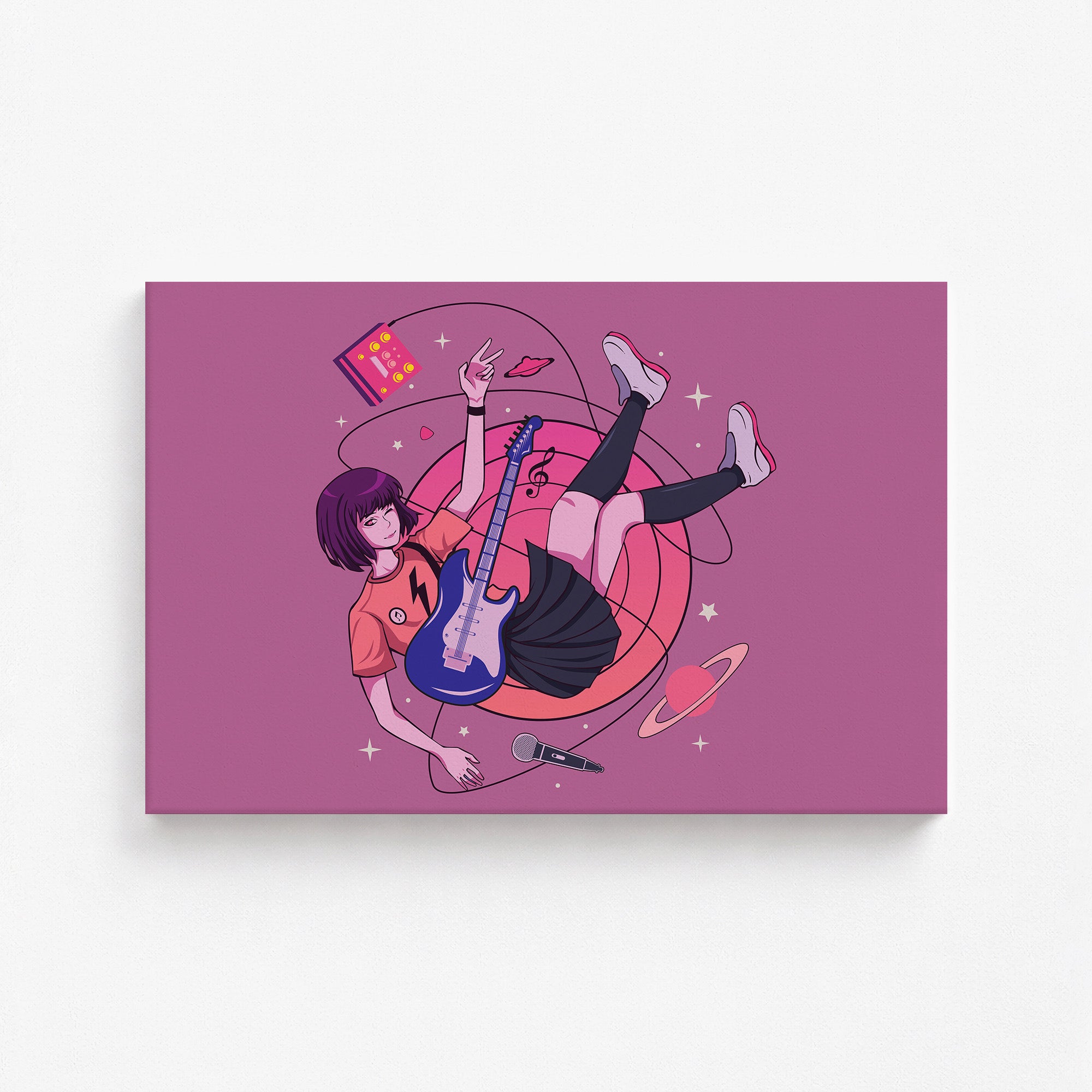 Cosmic Melody Float, 90x60cm Satin Canvas Poster