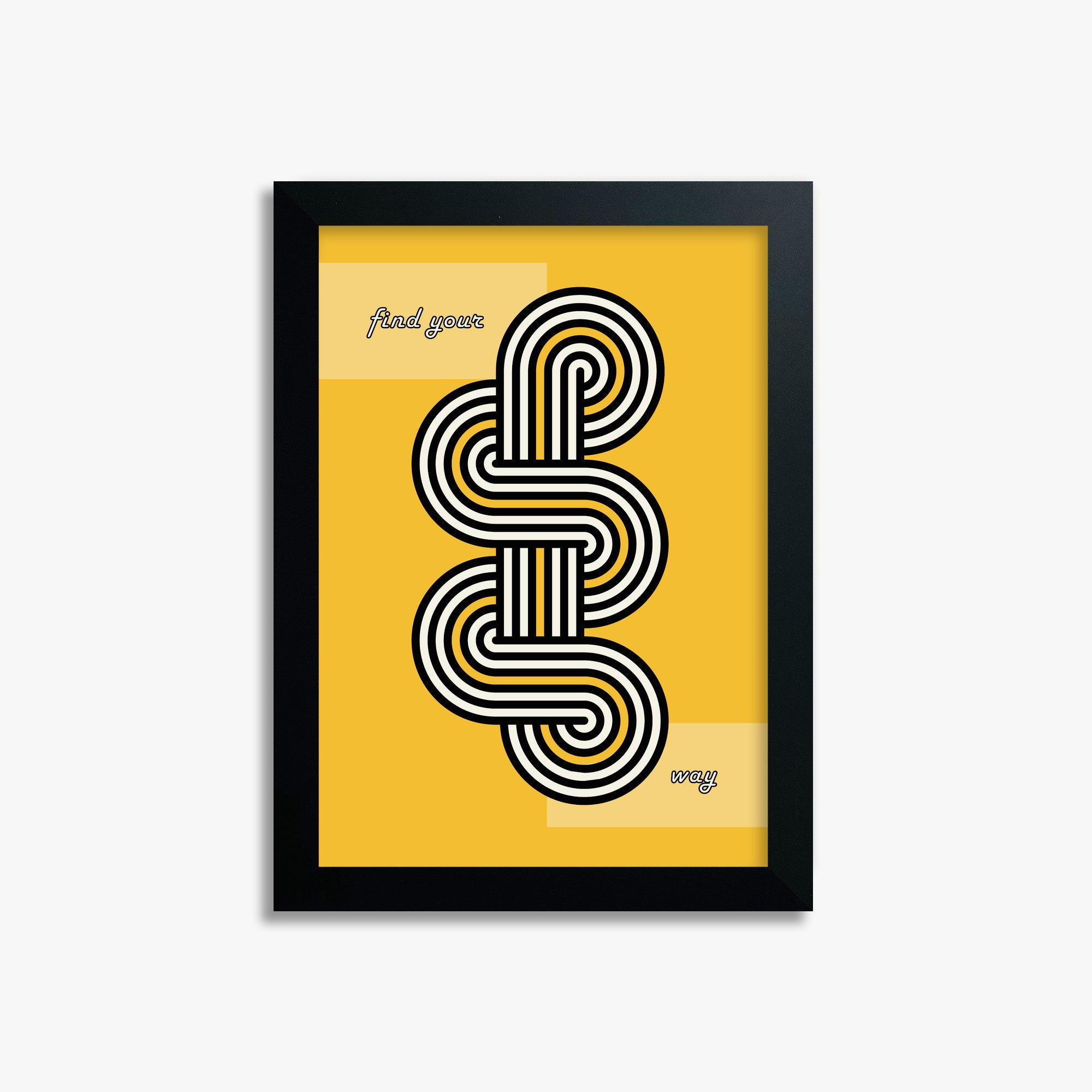 Yellow Labyrinth Journey, 21x30cm Framed Poster With Black Frame