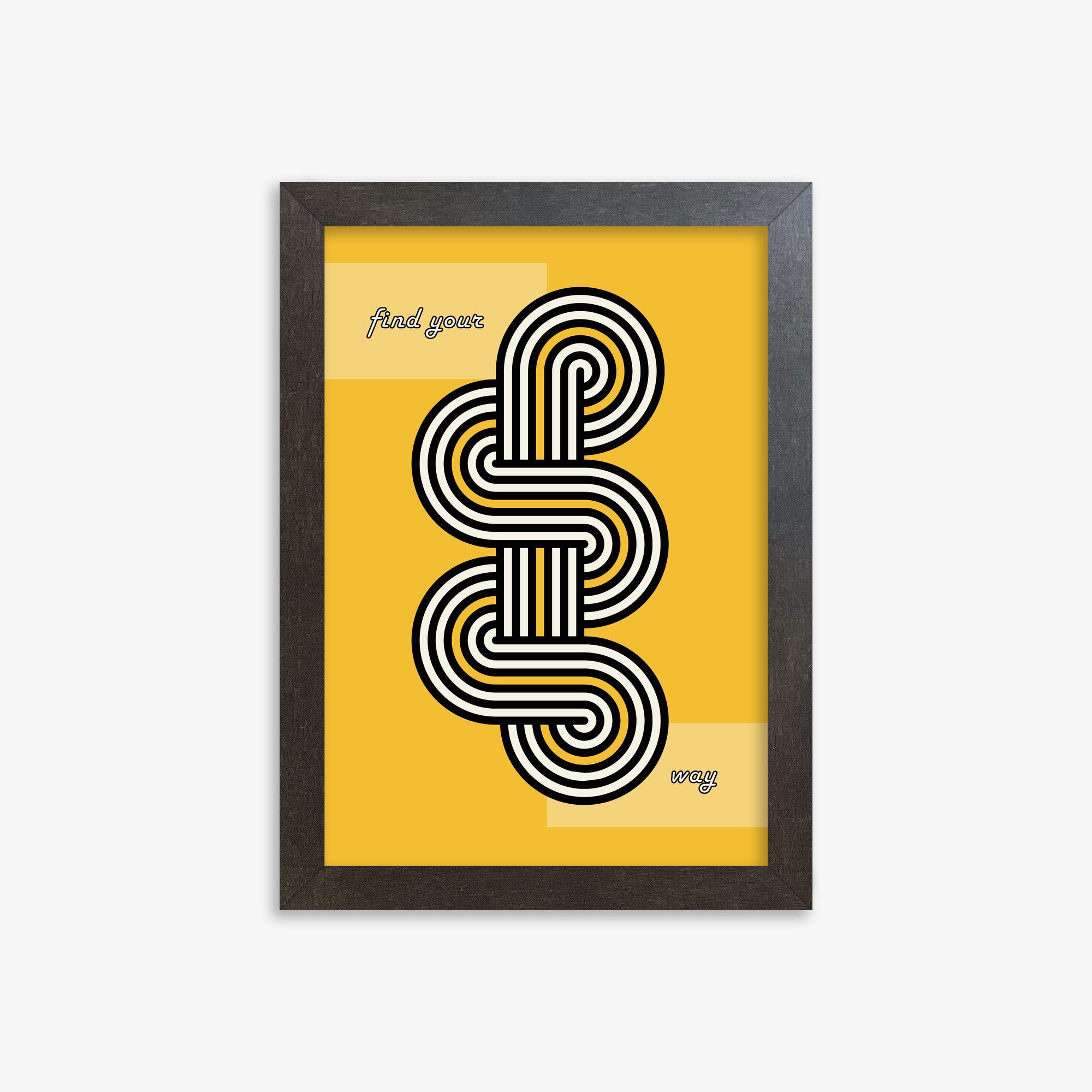 Yellow Labyrinth Journey, 21x30cm Framed Poster With Espresso Frame