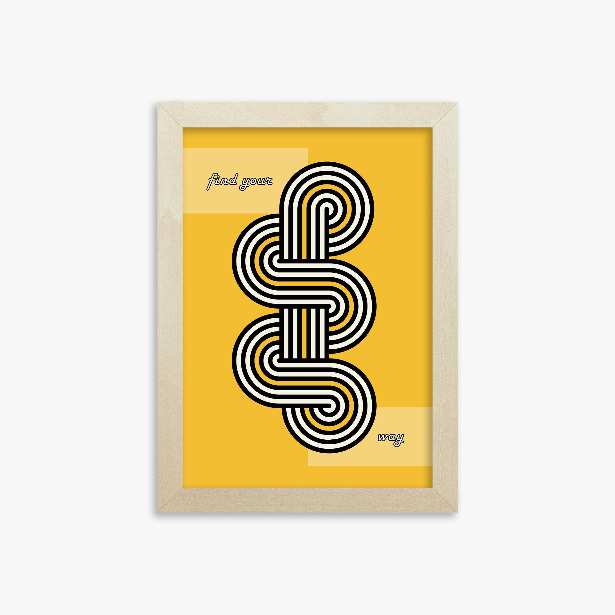 Yellow Labyrinth Journey, 21x30cm Framed Poster With Lime Wood Frame
