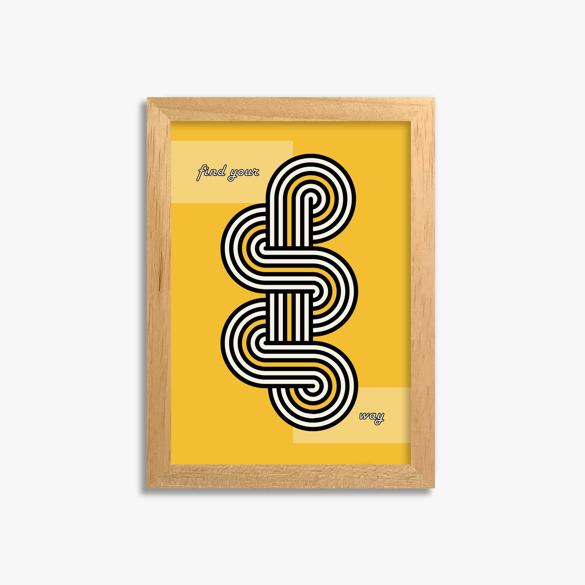 Yellow Labyrinth Journey, 21x30cm Framed Poster With Oak Frame