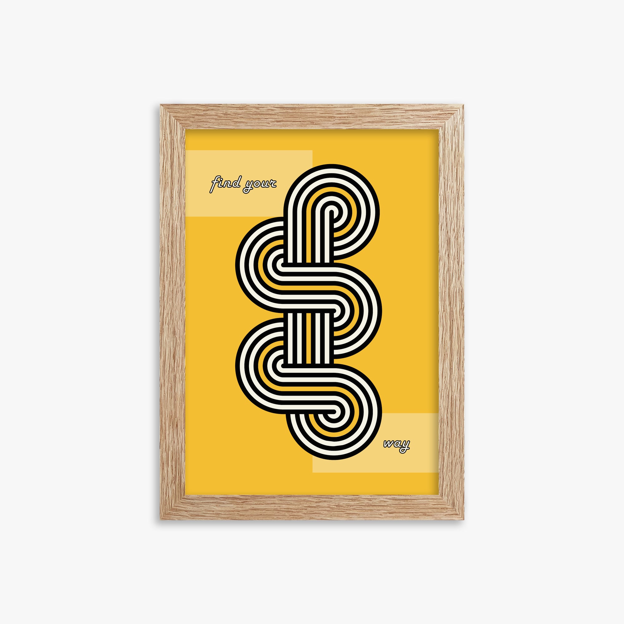 Yellow Labyrinth Journey, 21x30cm Framed Poster With Raw Oak Frame