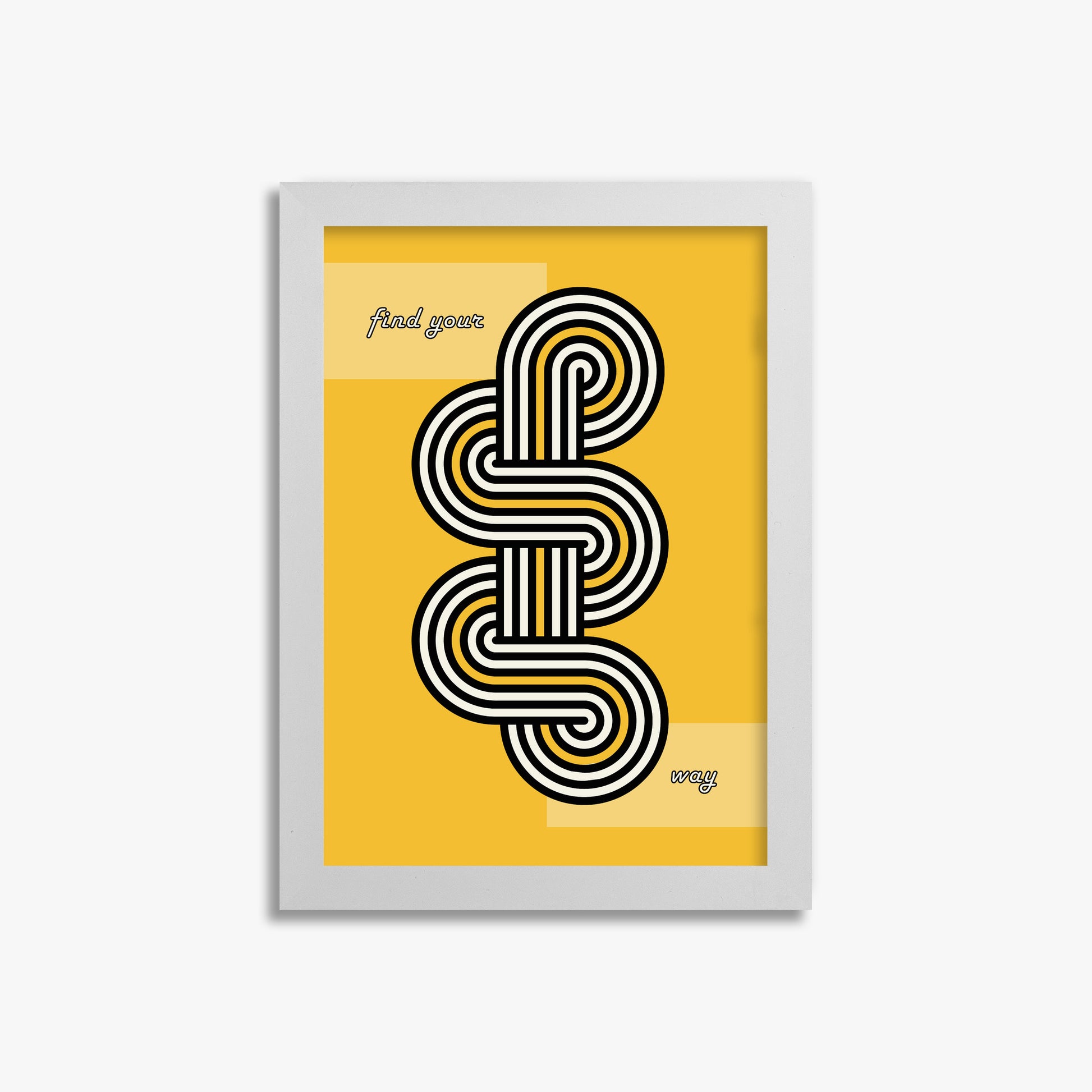 Yellow Labyrinth Journey, 21x30cm Framed Poster With White Frame