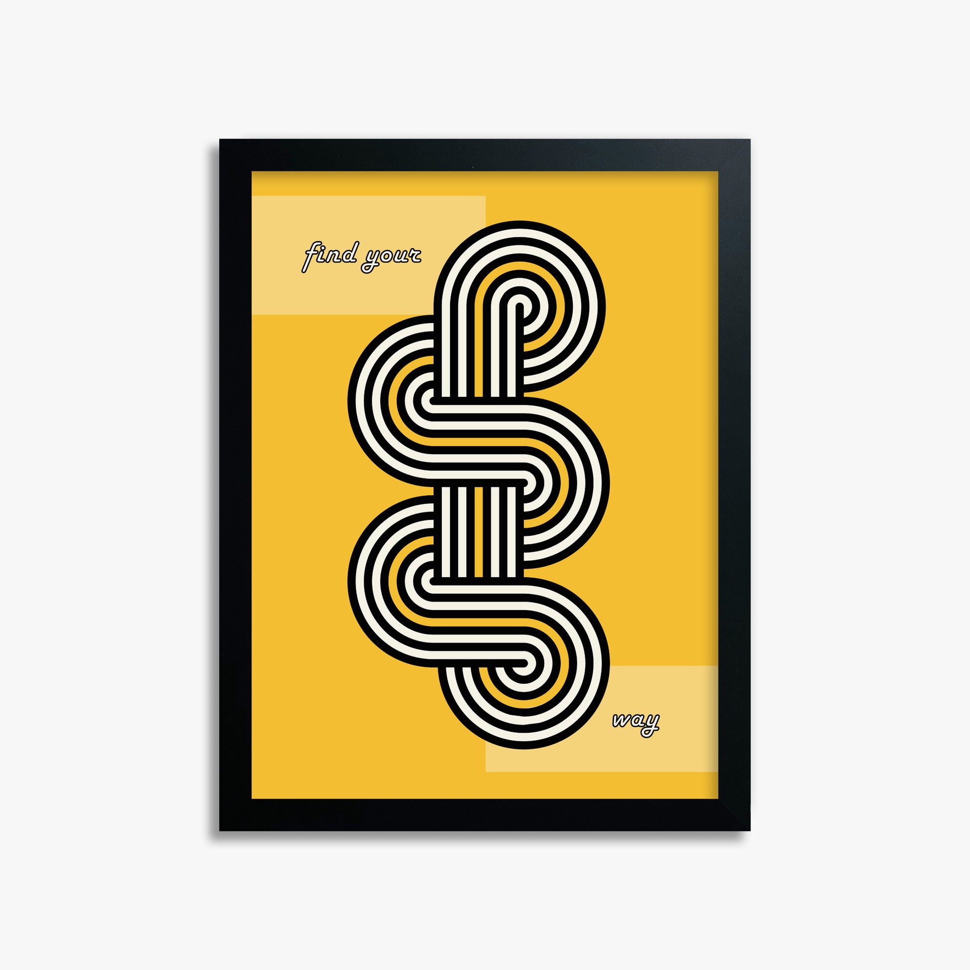 Yellow Labyrinth Journey, 30x40cm Framed Poster With Black Frame