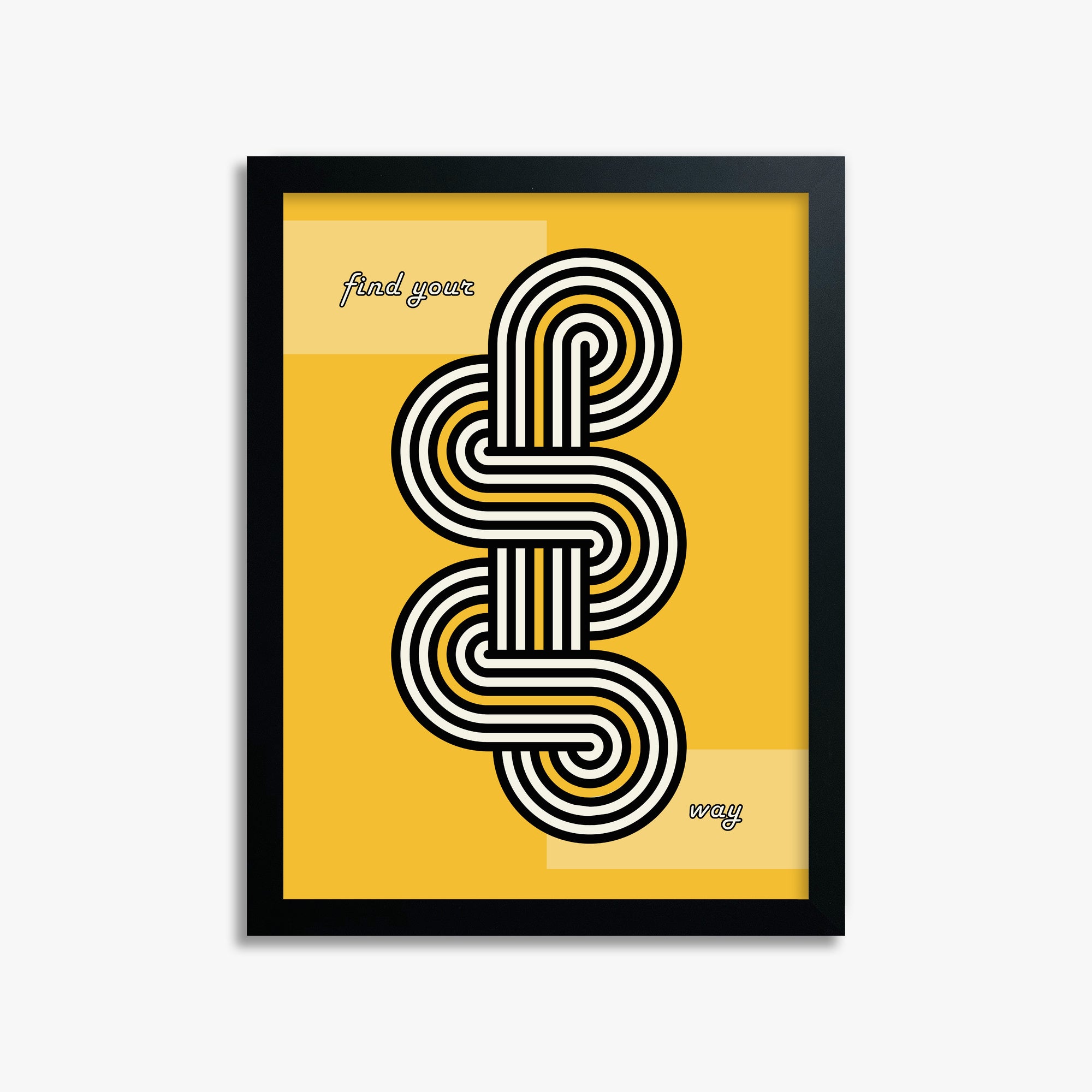 Yellow Labyrinth Journey, 30x40cm Framed Poster With Black Frame