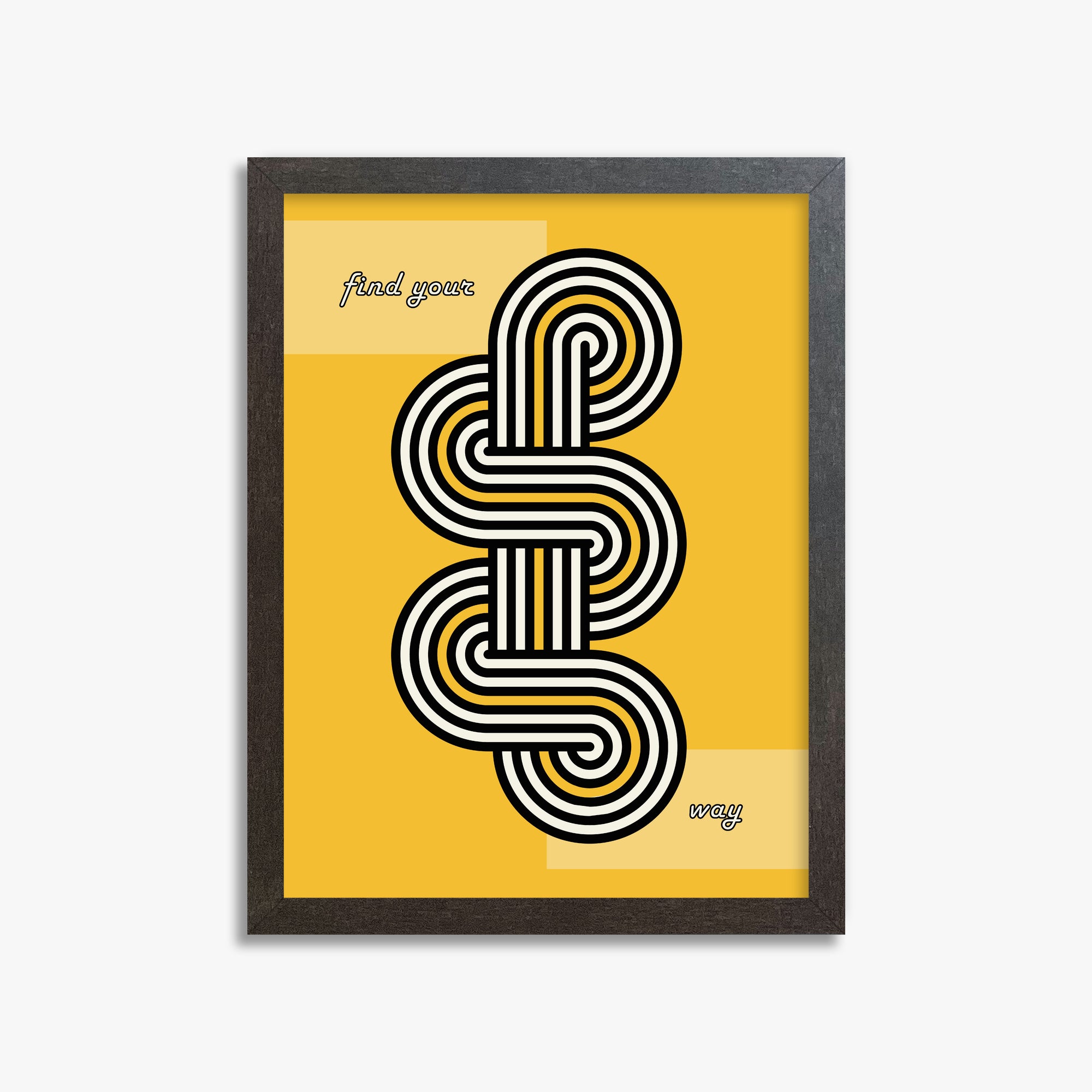 Yellow Labyrinth Journey, 30x40cm Framed Poster With Espresso Frame